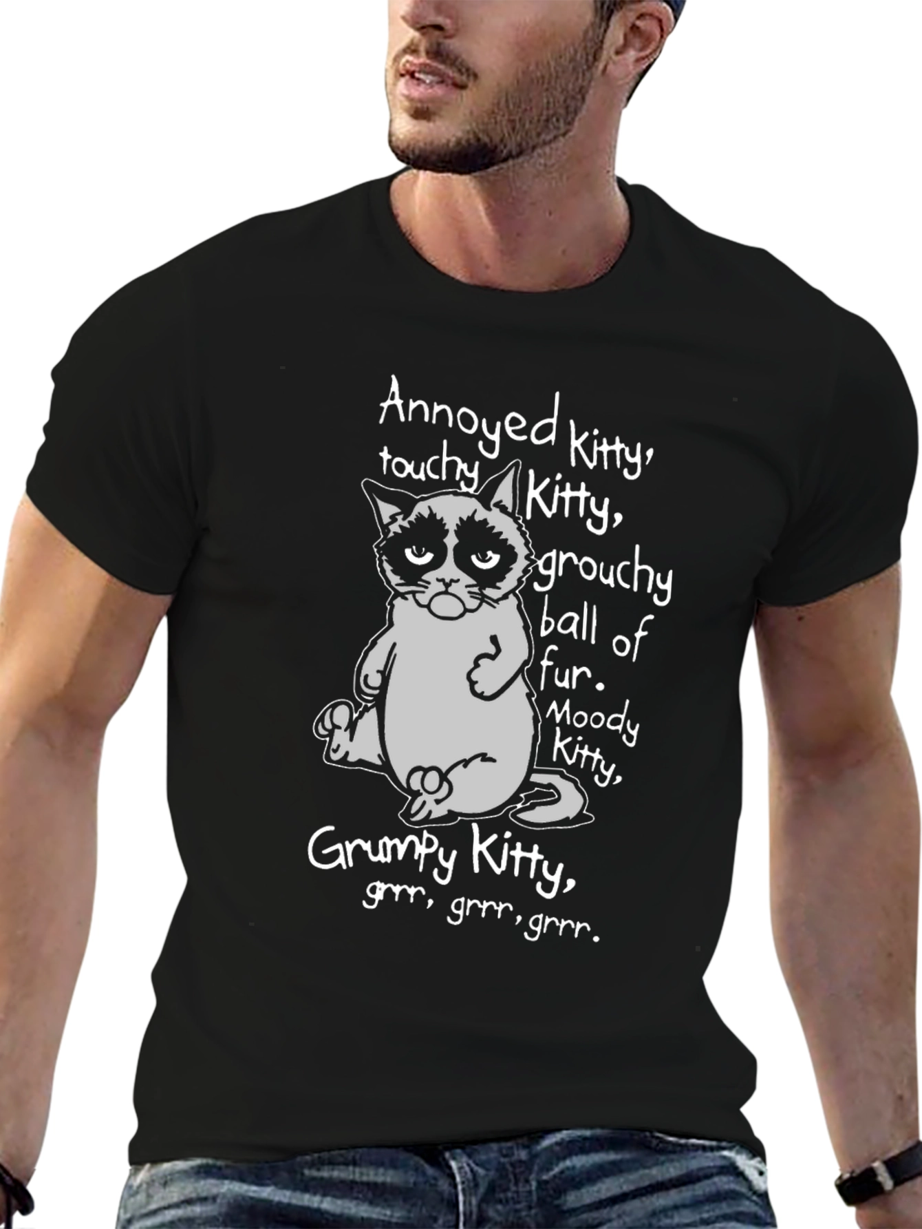 Grumpy Kitty Graphic T-Shirt - Annoyed Moody Grouchy Cat