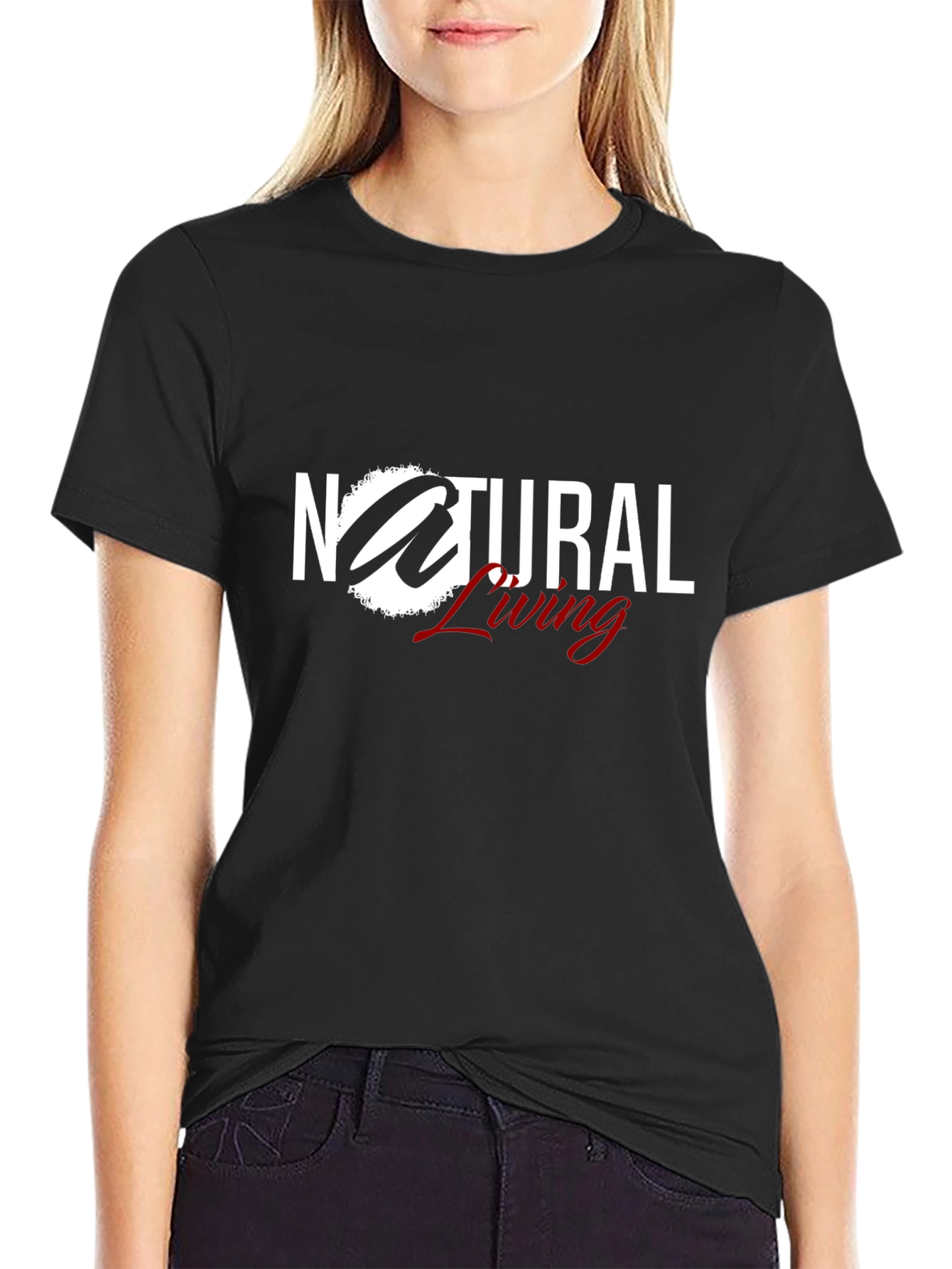 Natural Living Black T-Shirt Graphic Tee