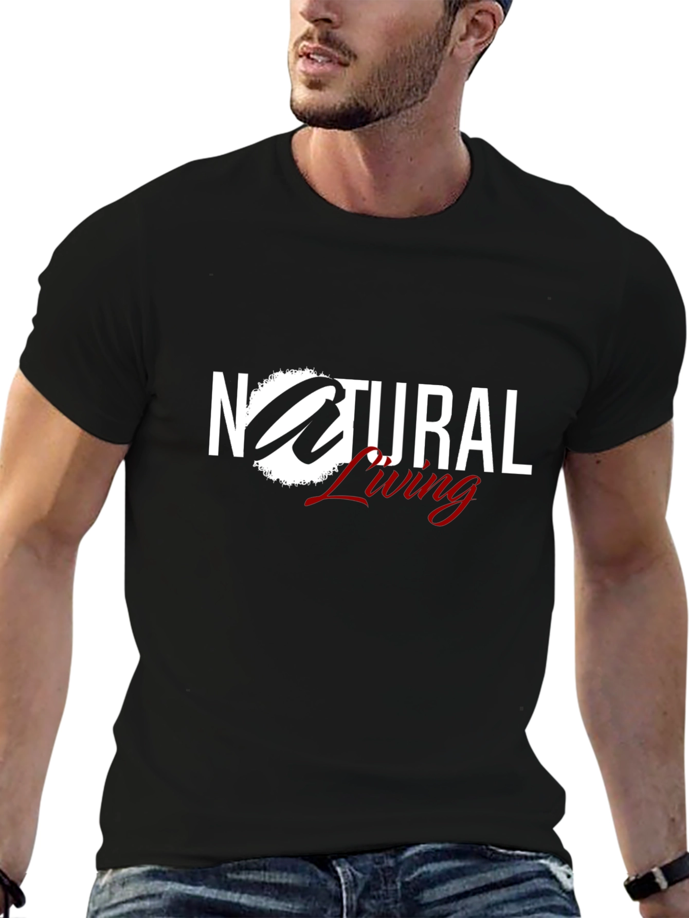 Natural Living Black T-Shirt Graphic Tee