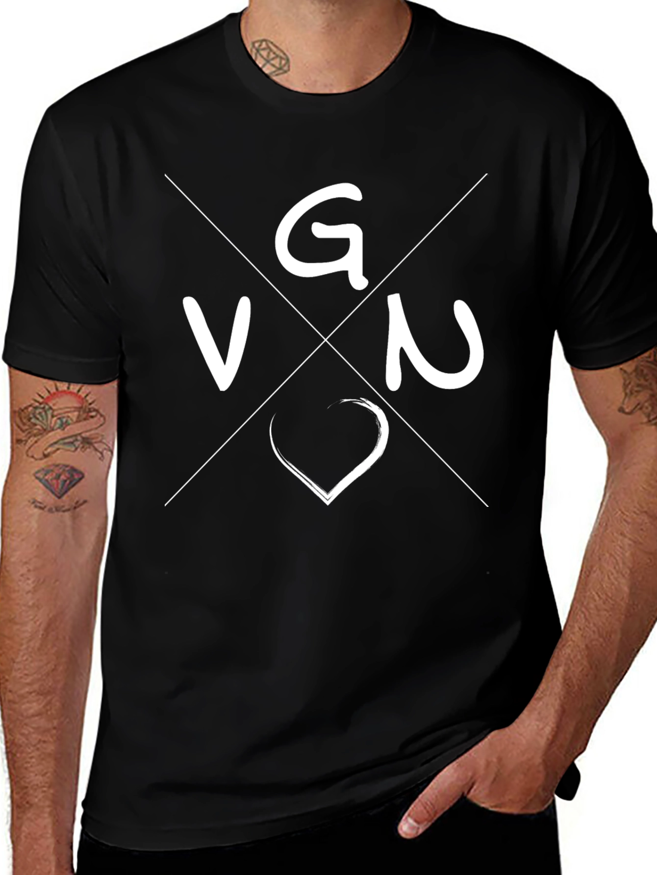 VG&N Heart Graphic Black T-Shirt