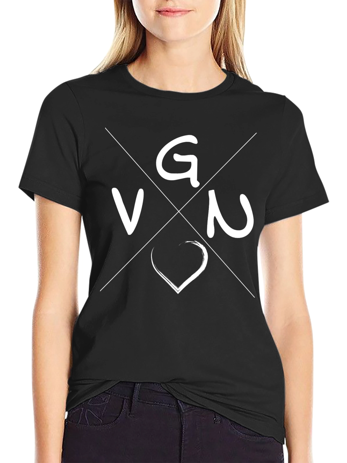 VG&N Heart Graphic Black T-Shirt