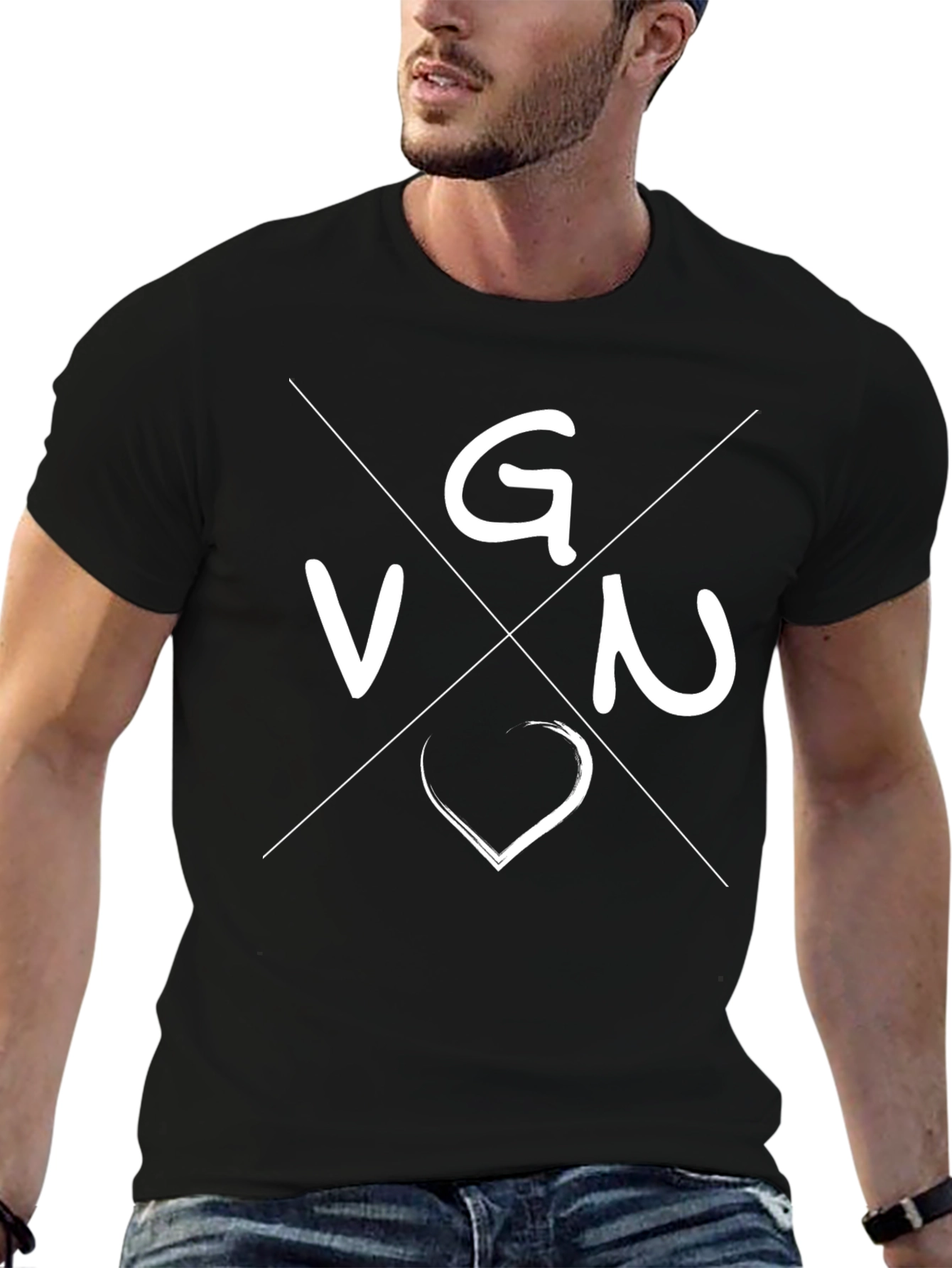 VG&N Heart Graphic Black T-Shirt