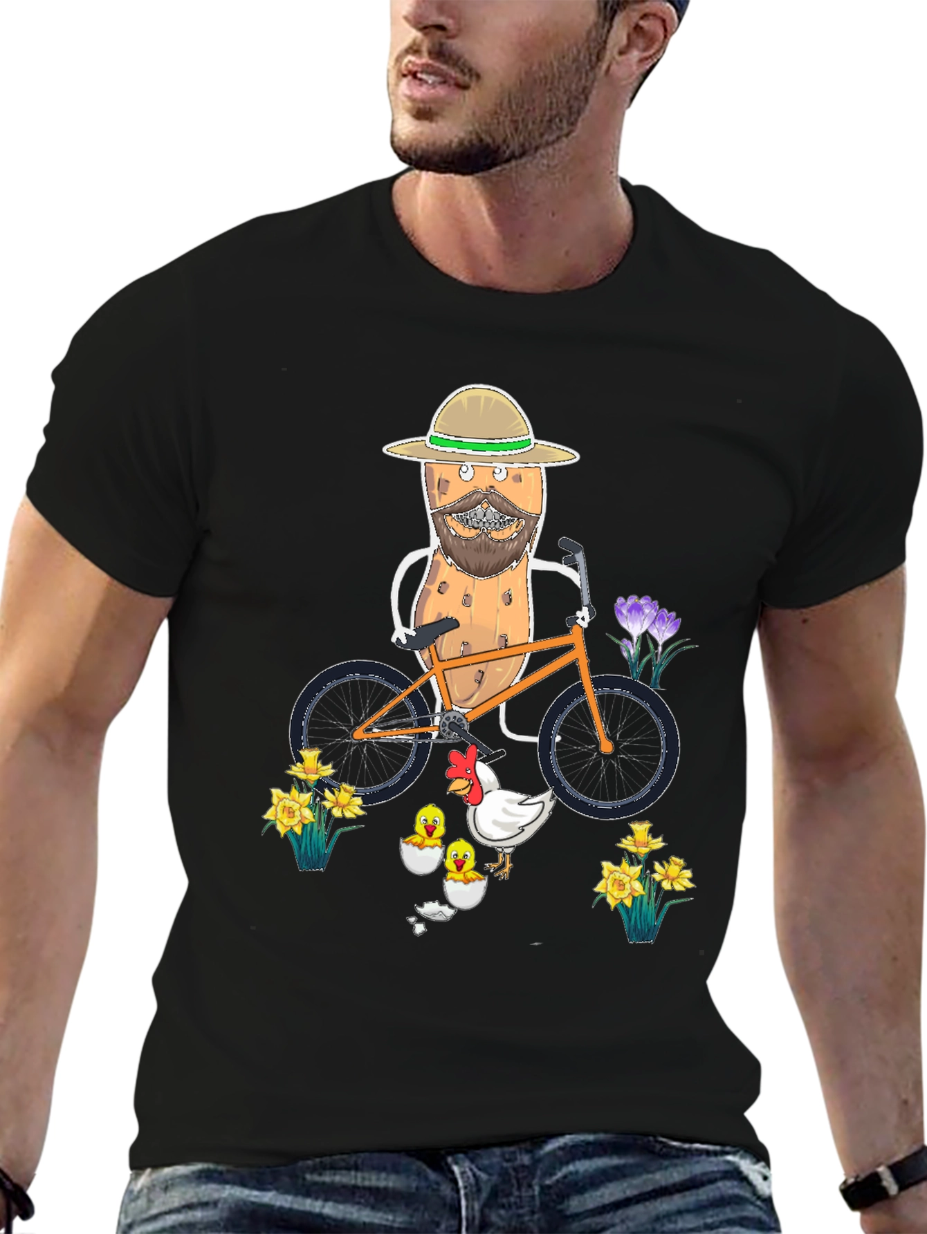 Novelty Potato & Chicken Graphic T-Shirt