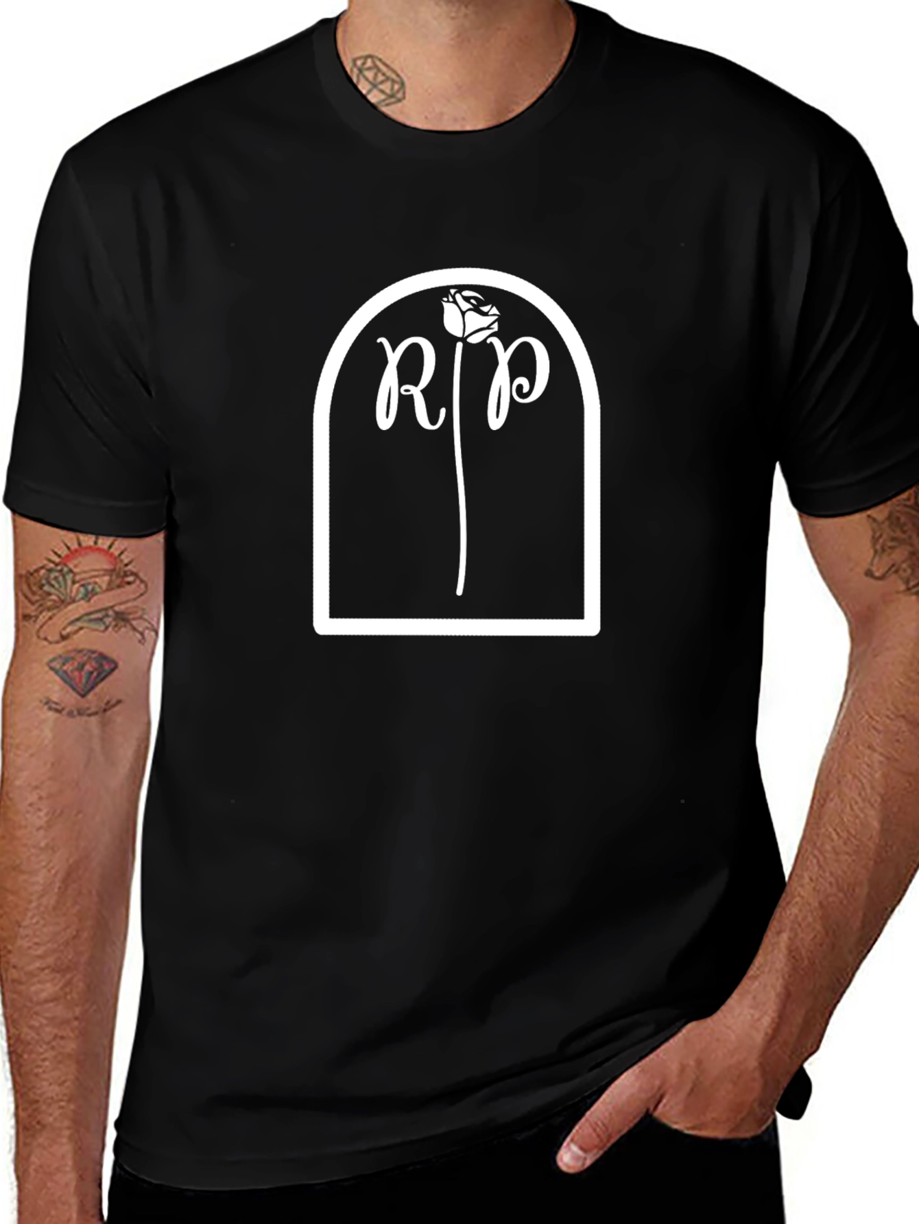 RIP Tombstone Graphic Tee - Black Cotton T-Shirt