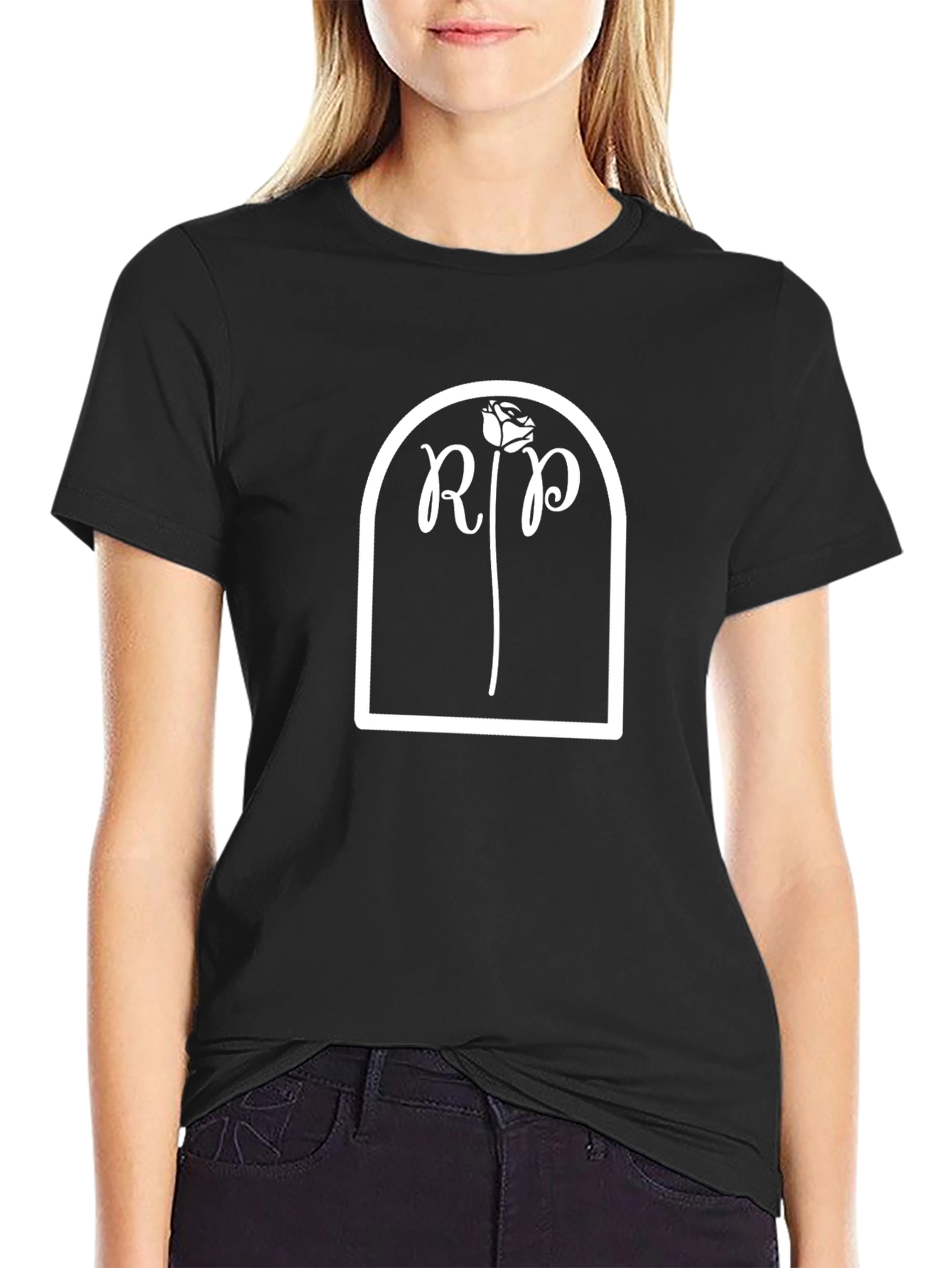 RIP Tombstone Graphic Tee - Black Cotton T-Shirt