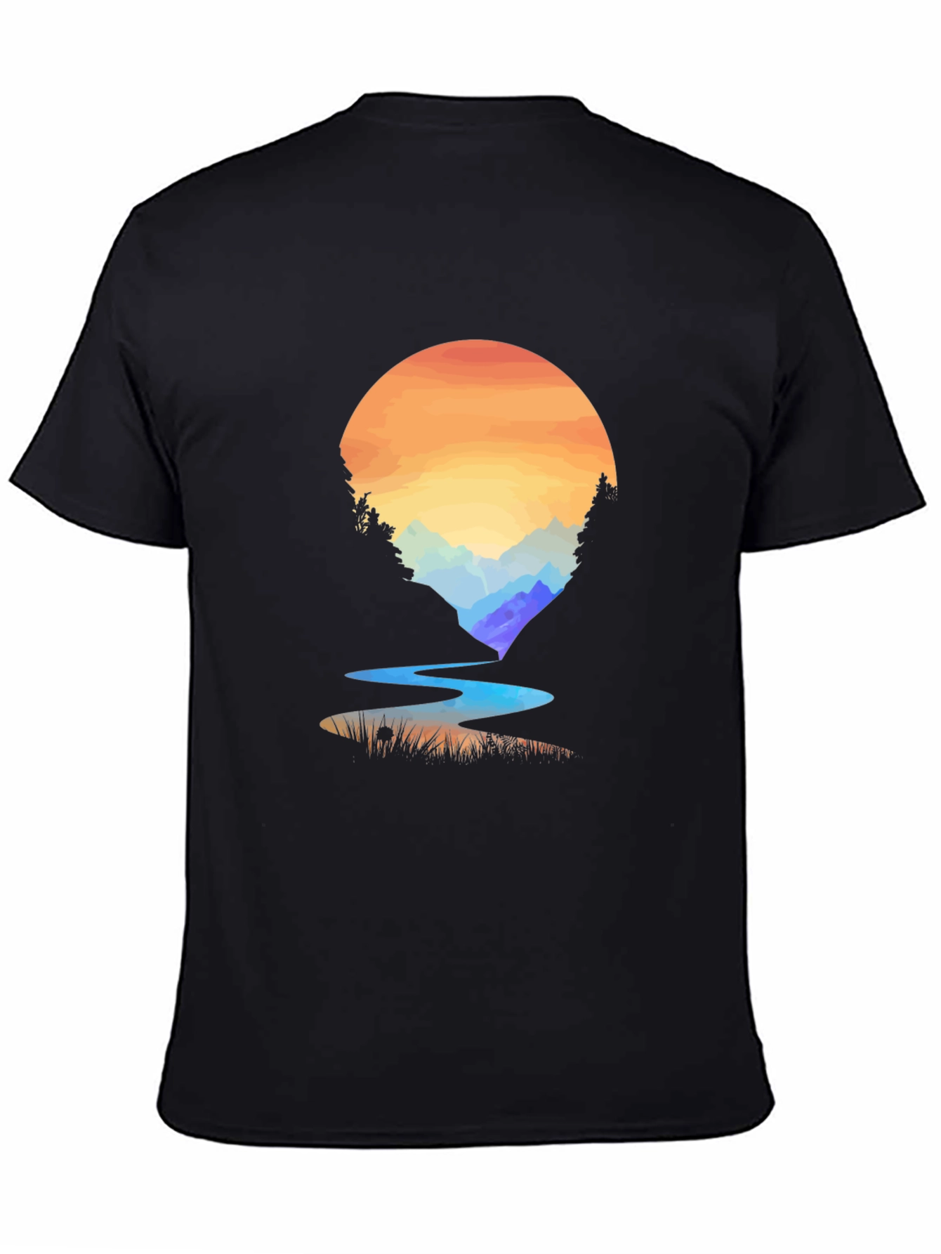 Sunset River Graphic T-Shirt - Nature Inspired Design