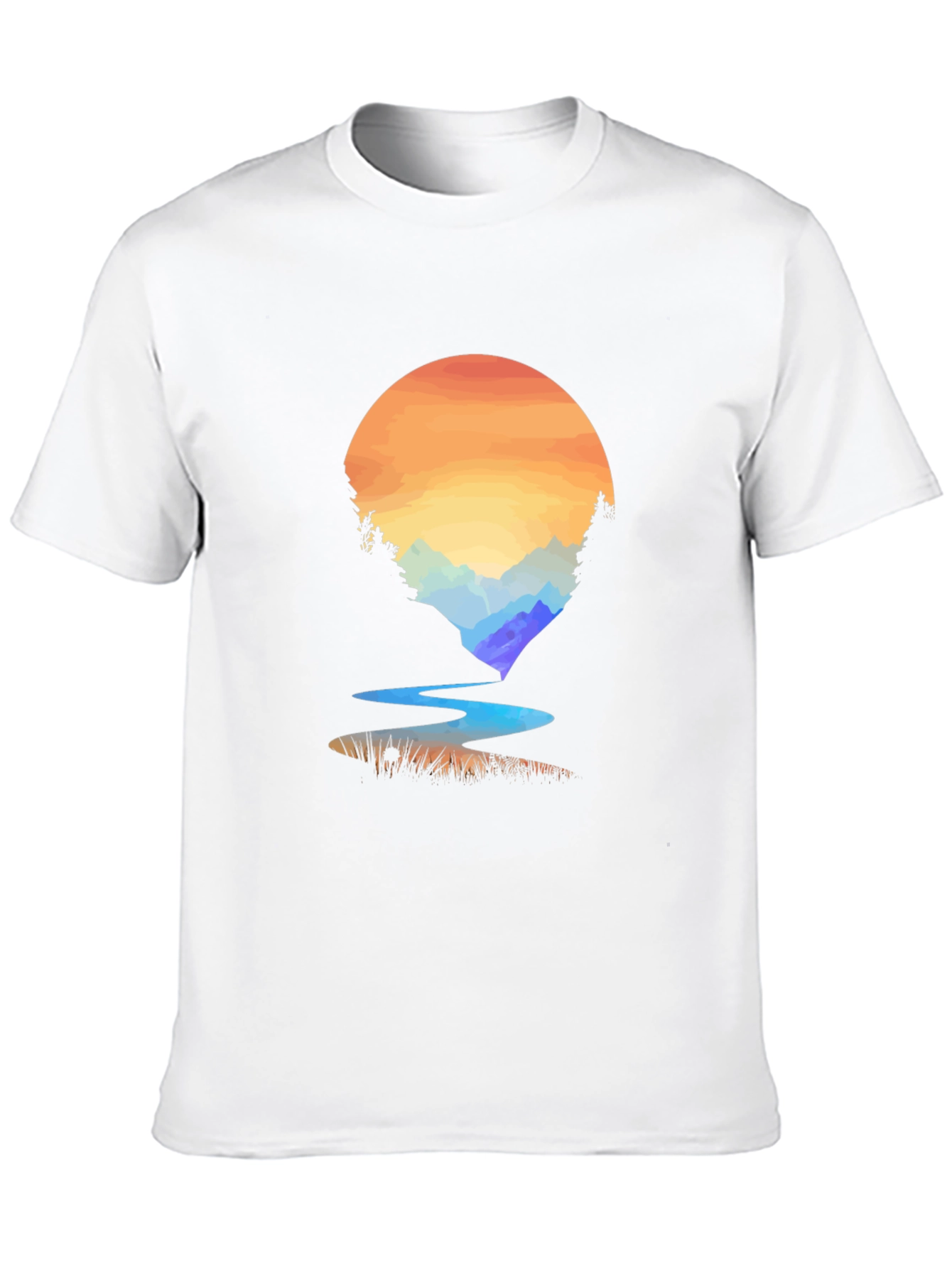 Sunset River Graphic T-Shirt - Nature Inspired Design