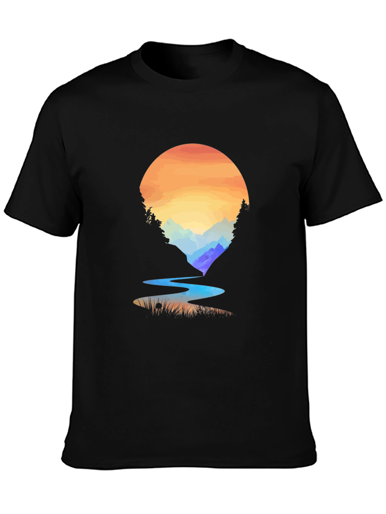 Sunset River Graphic T-Shirt - Nature Inspired Design