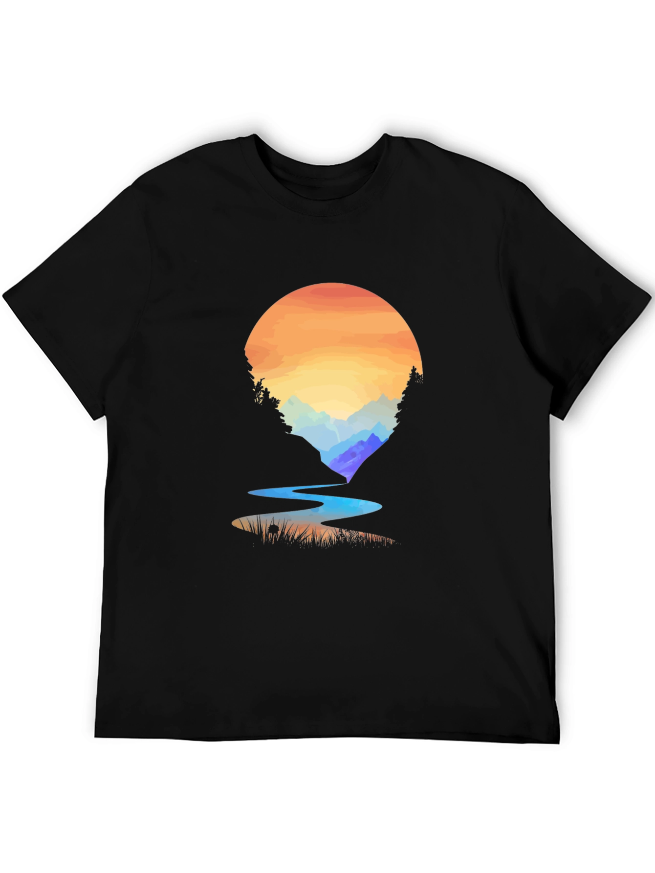Sunset River Graphic T-Shirt - Nature Inspired Design