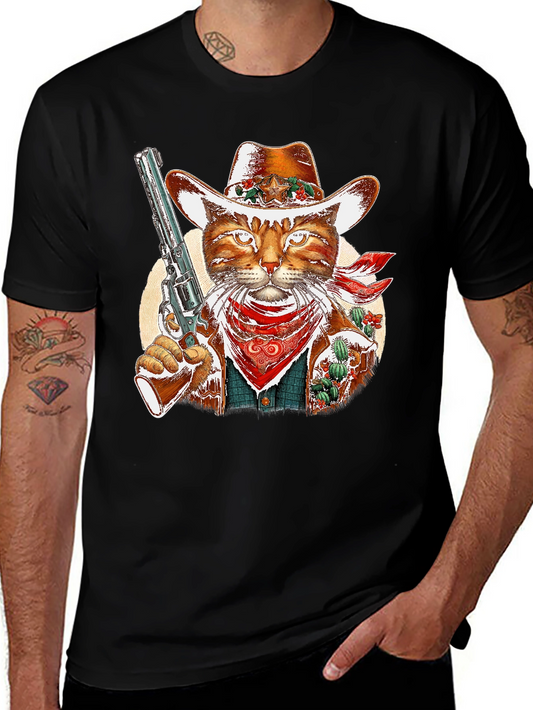 Cowboy Cat Graphic Tee - Western Style Unisex T-Shirt