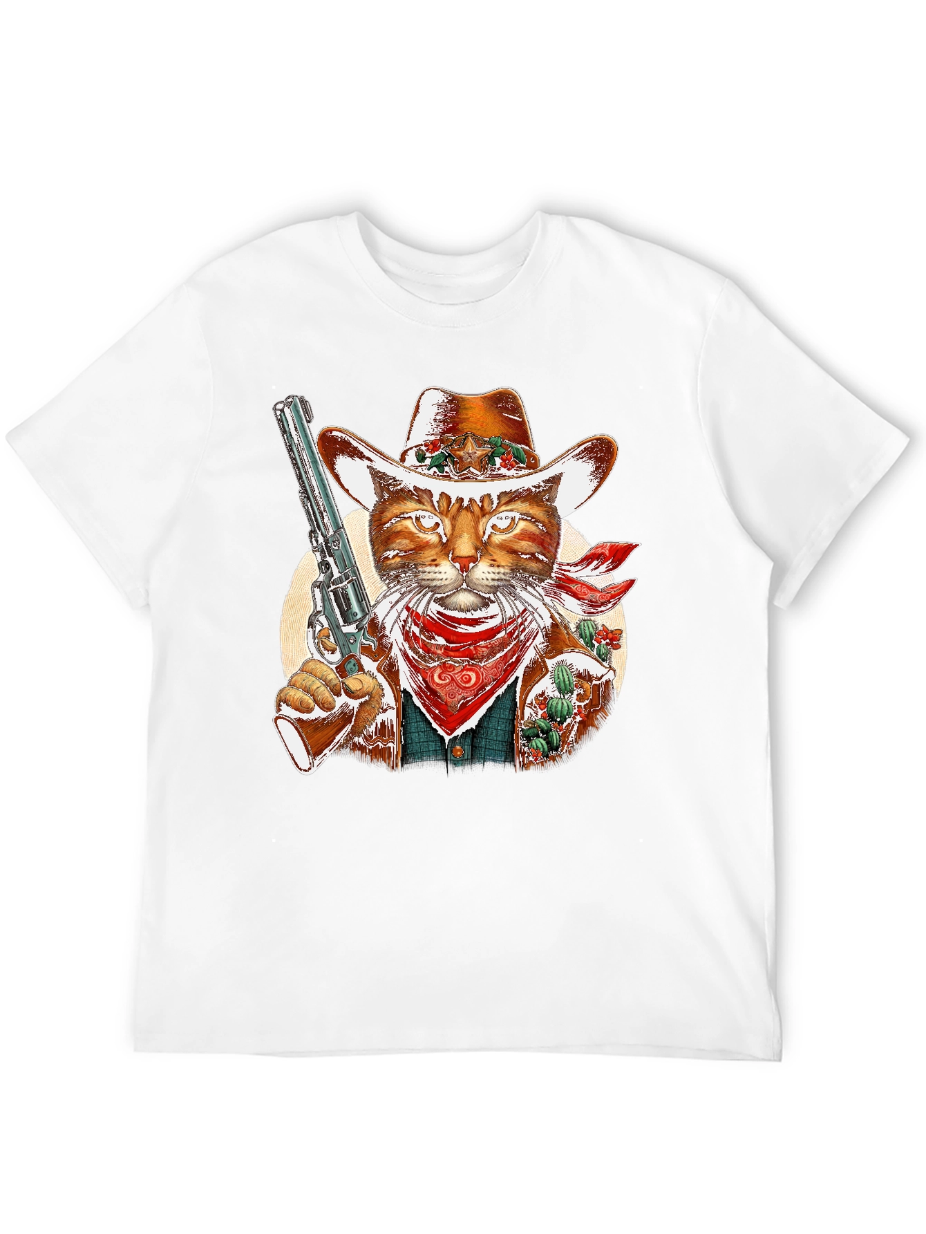 Cowboy Cat Graphic Tee - Western Style Unisex T-Shirt