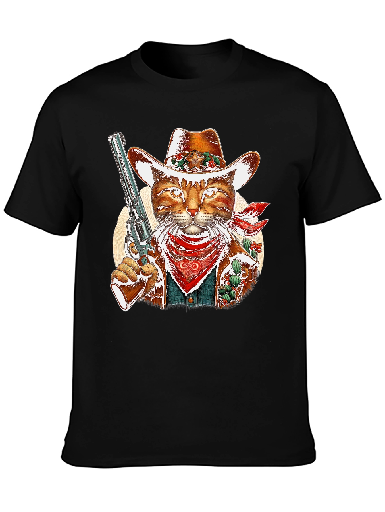 Cowboy Cat Graphic Tee - Western Style Unisex T-Shirt
