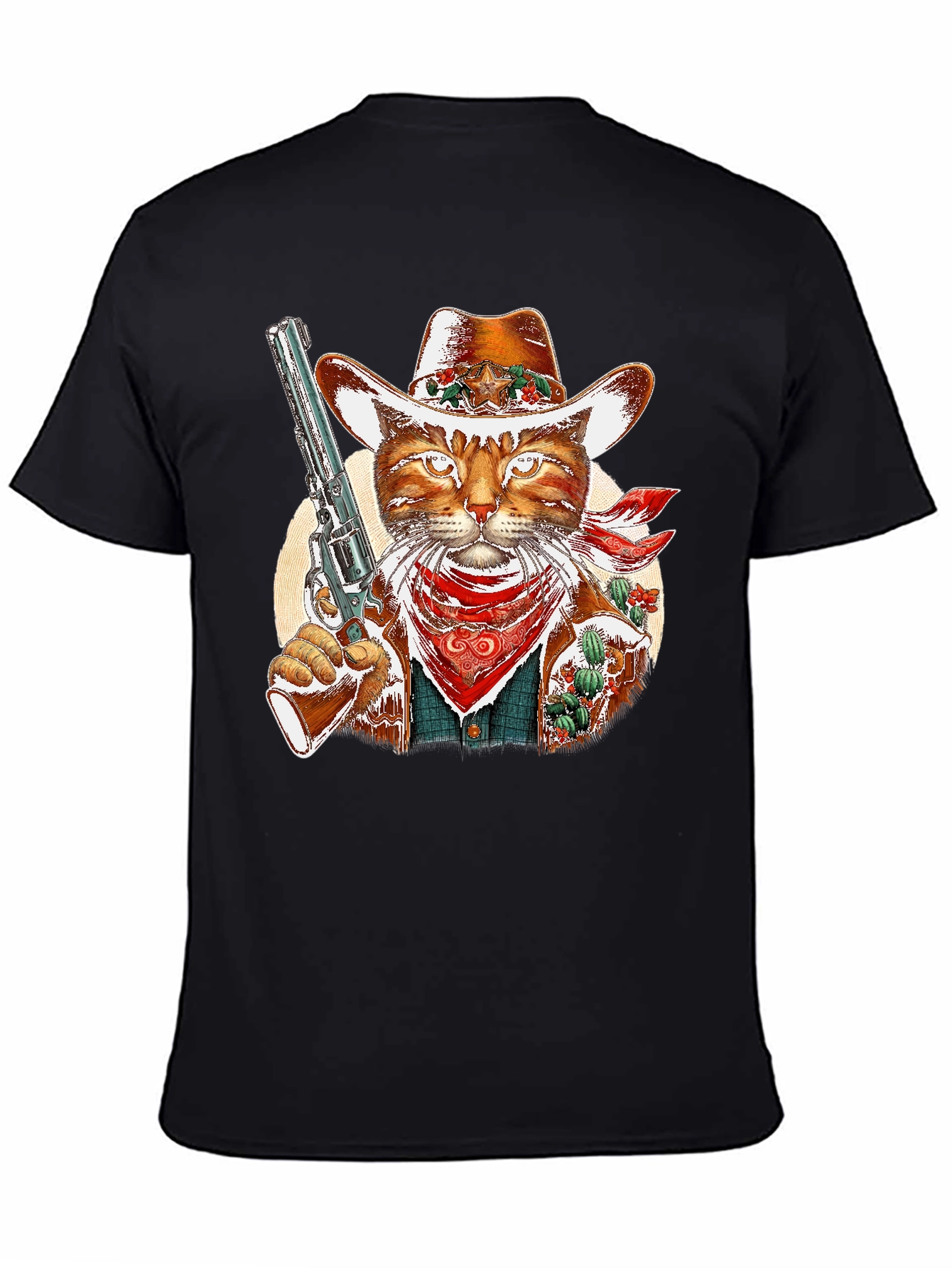 Cowboy Cat Graphic Tee - Western Style Unisex T-Shirt