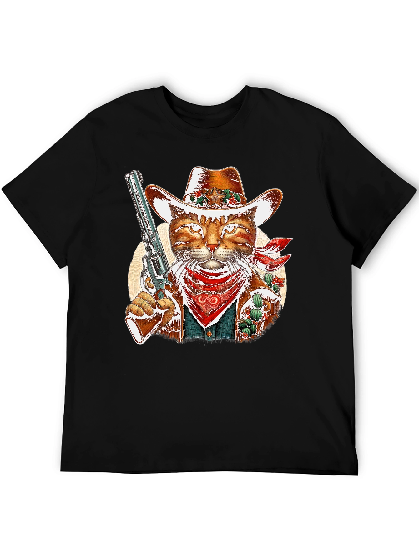 Cowboy Cat Graphic Tee - Western Style Unisex T-Shirt
