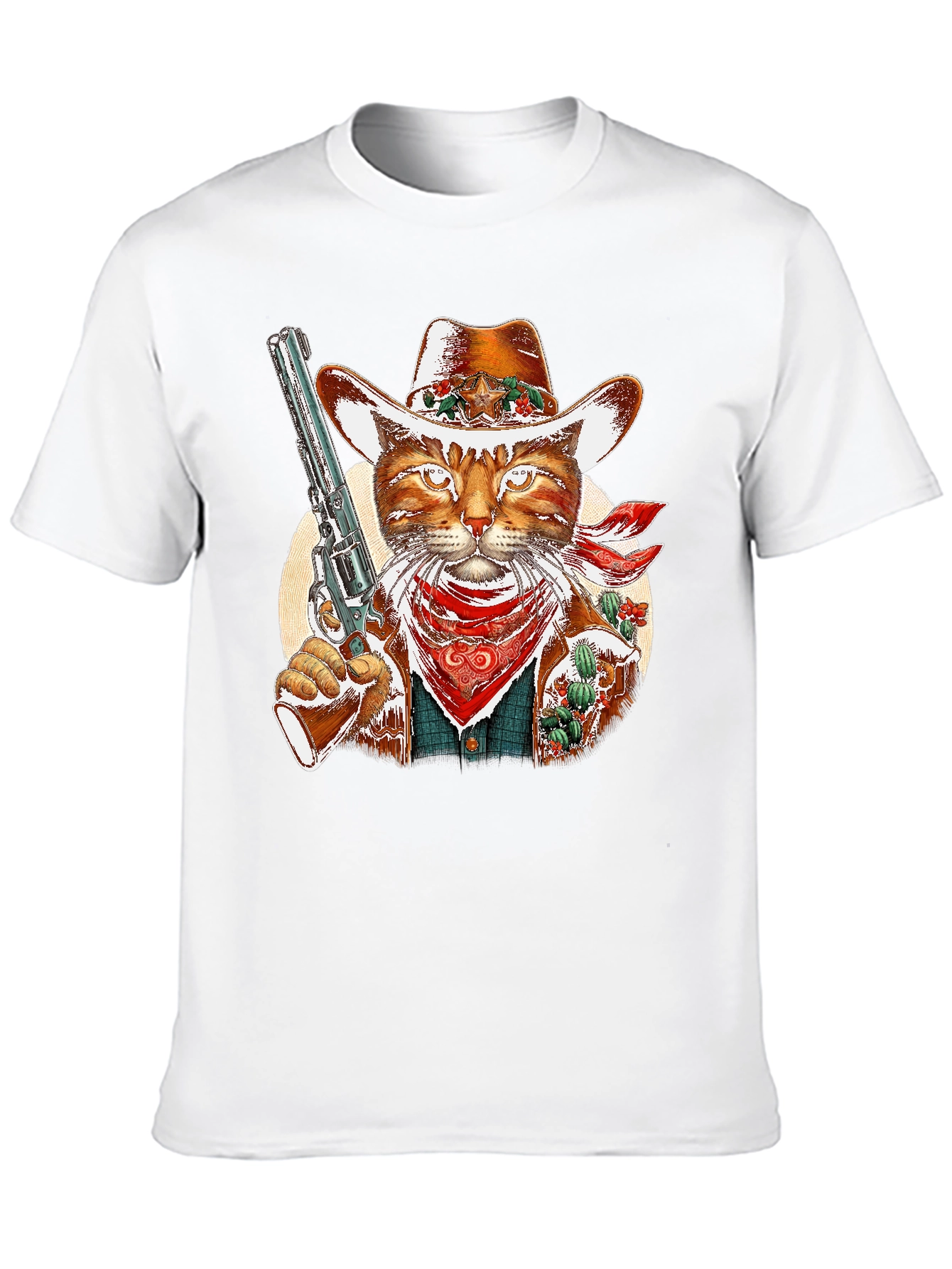 Cowboy Cat Graphic Tee - Western Style Unisex T-Shirt