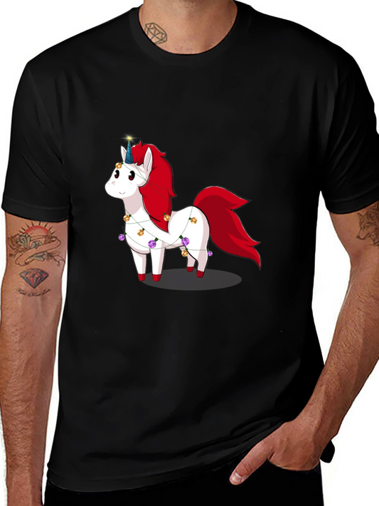 Unicorn Christmas Lights T-Shirt - Festive Holiday Apparel