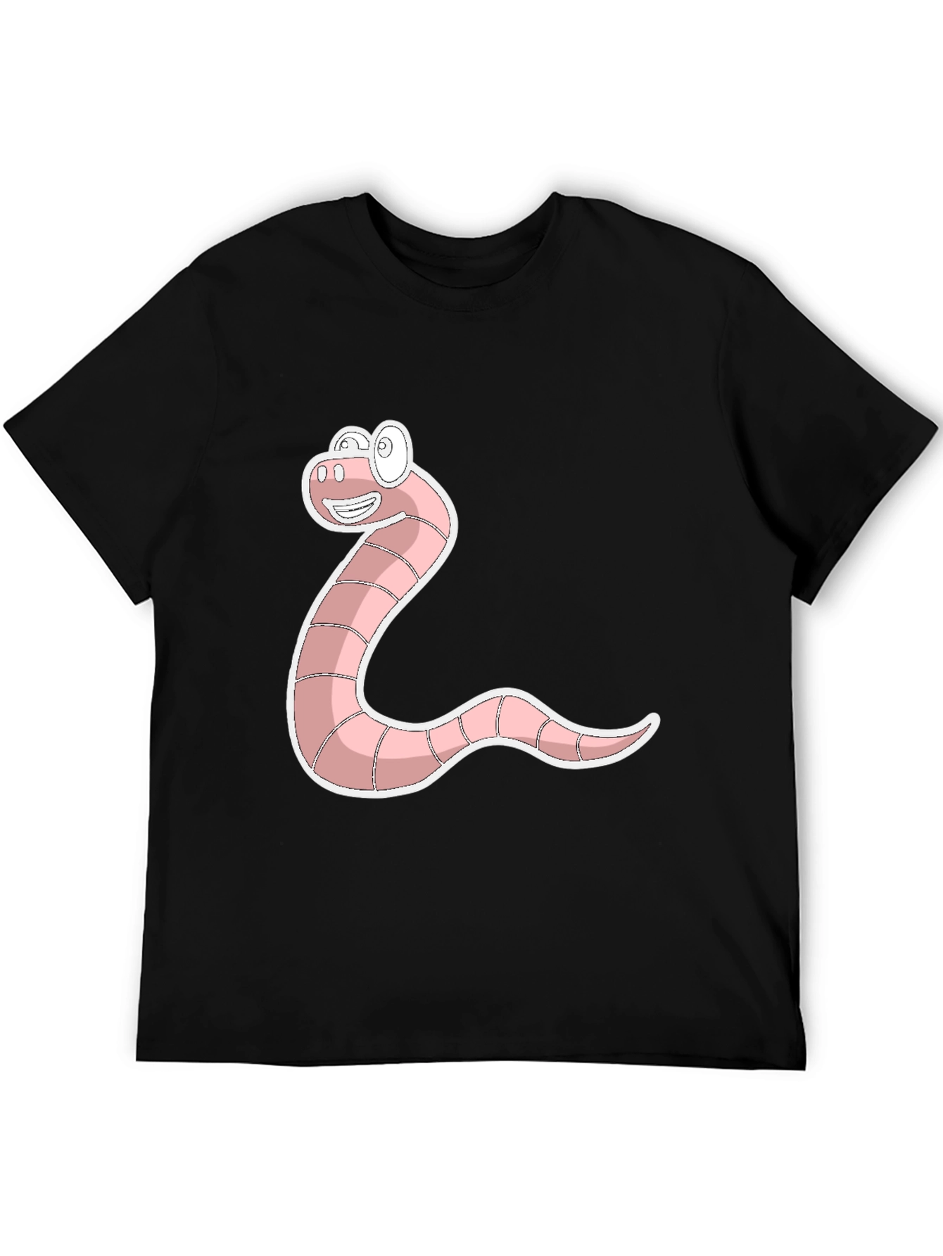 Funny Worm Graphic Tee - Black Cotton T-Shirt