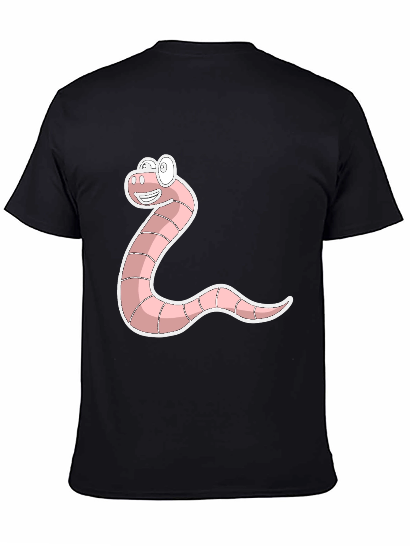 Funny Worm Graphic Tee - Black Cotton T-Shirt