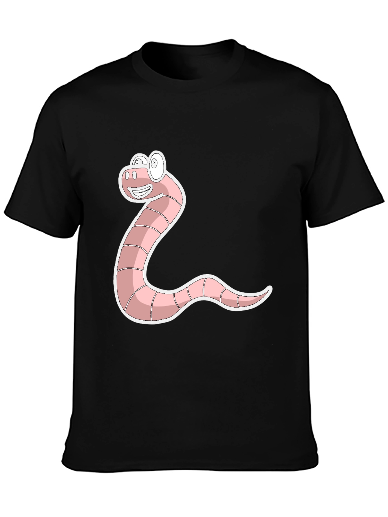 Funny Worm Graphic Tee - Black Cotton T-Shirt