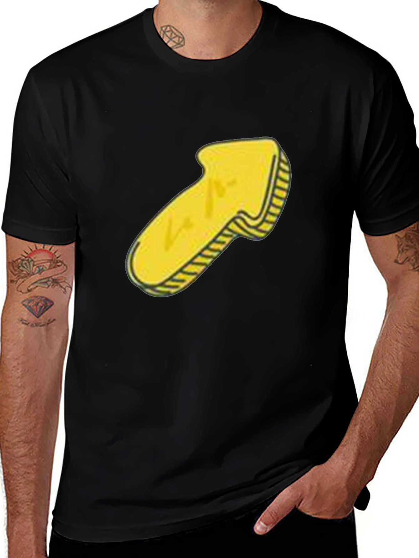 Mens Black T-Shirt with Yellow Arrow Graphic