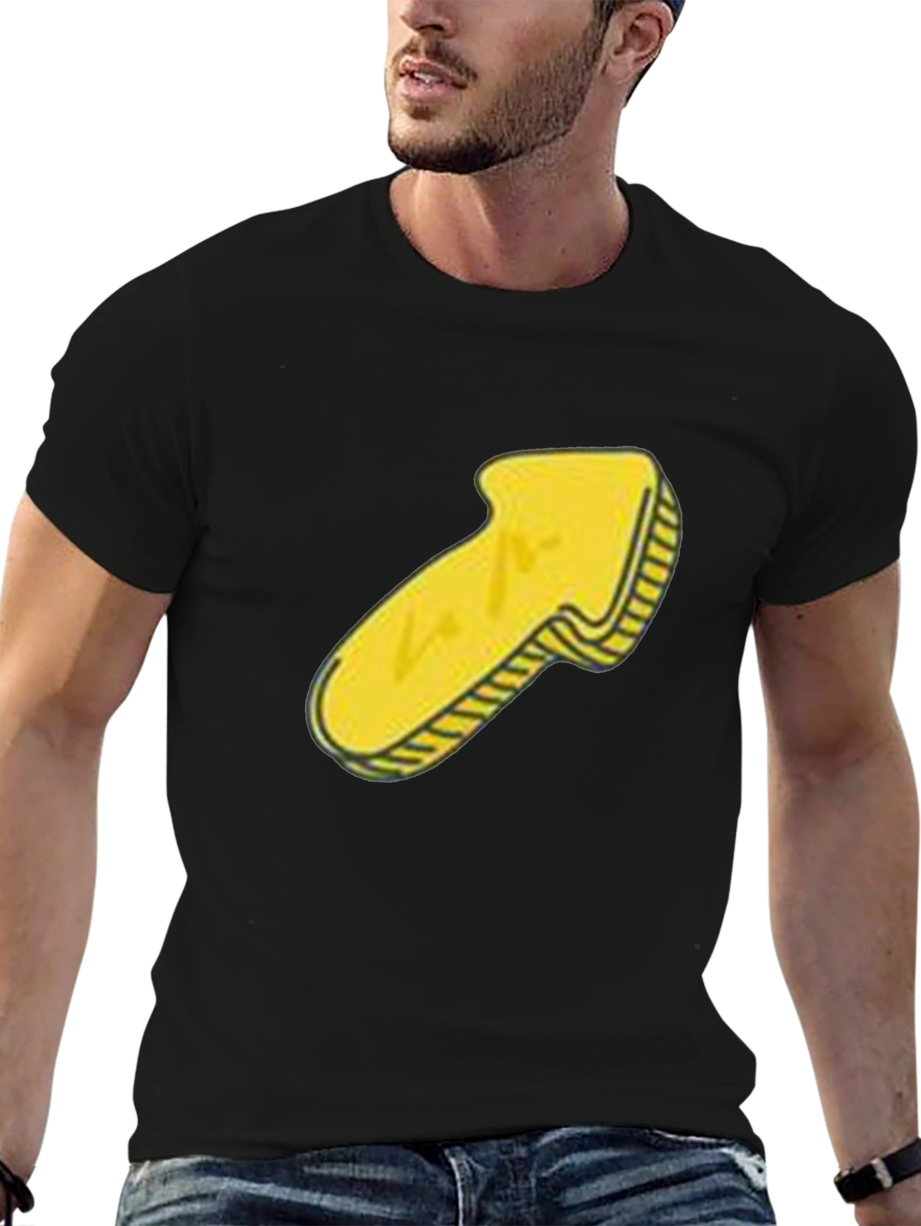 Mens Black T-Shirt with Yellow Arrow Graphic
