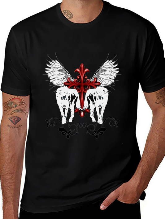 Graphic Tee - Wings & Cross Design