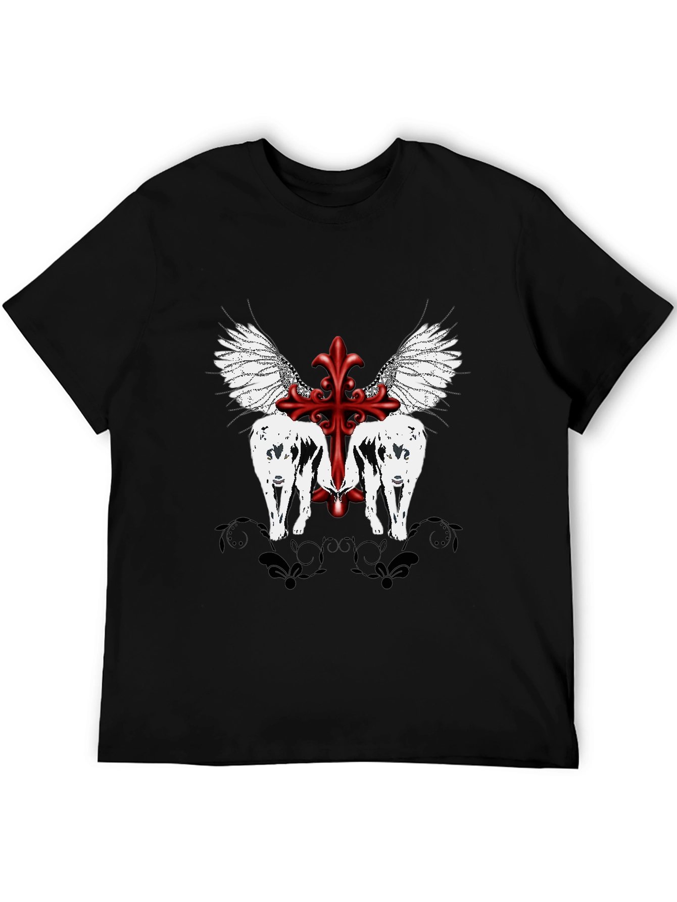 Graphic Tee - Wings & Cross Design