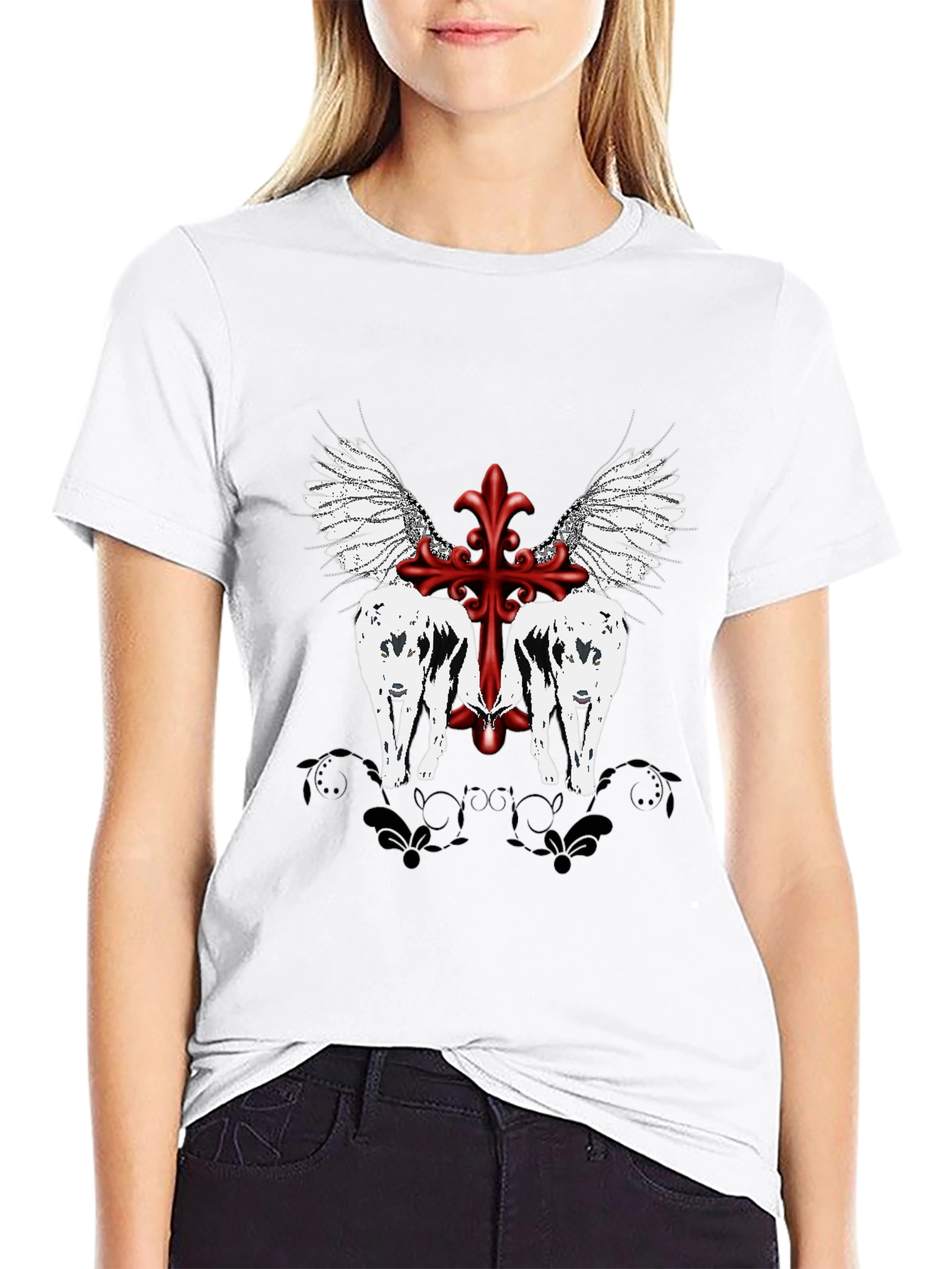 Graphic Tee - Wings & Cross Design