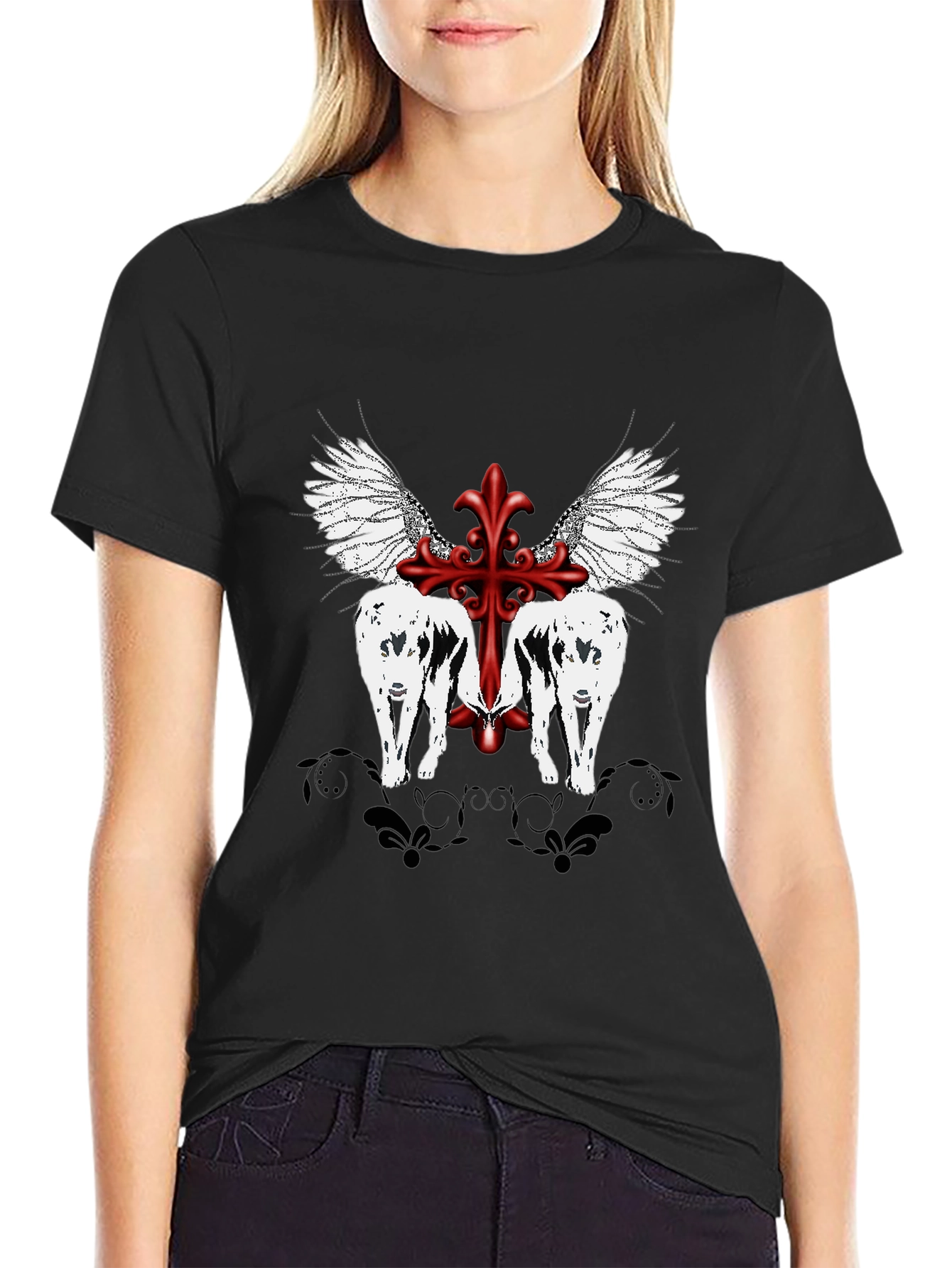 Graphic Tee - Wings & Cross Design