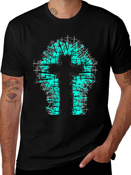 Cross Graphic Print Black T-Shirt