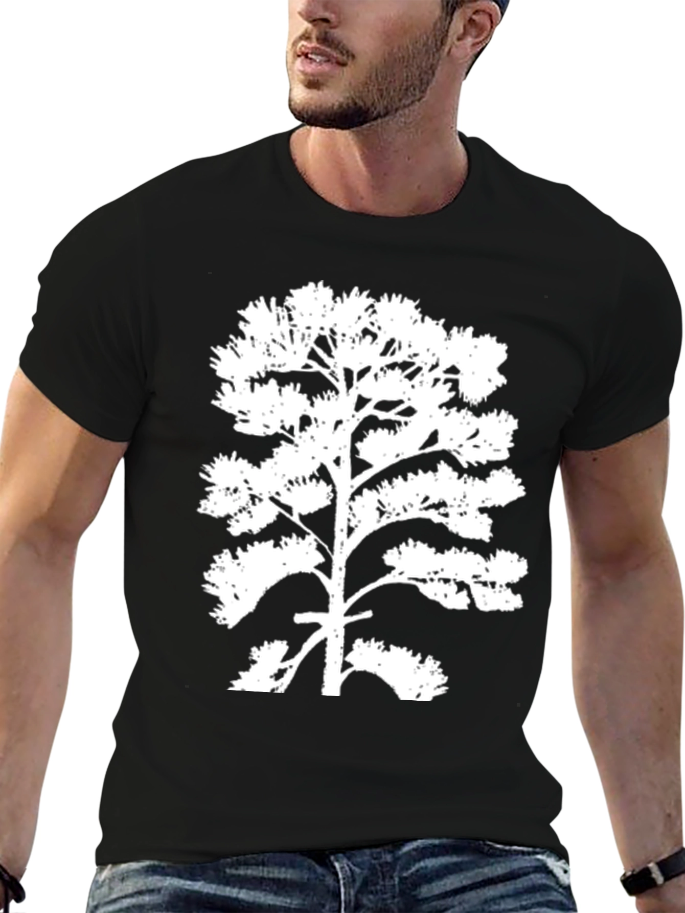 Tree Graphic Tee - Black Cotton T-Shirt