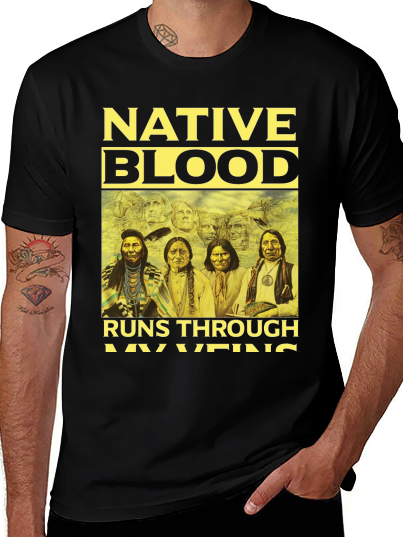 Native Blood Runs Through My Veins Graphic Tee