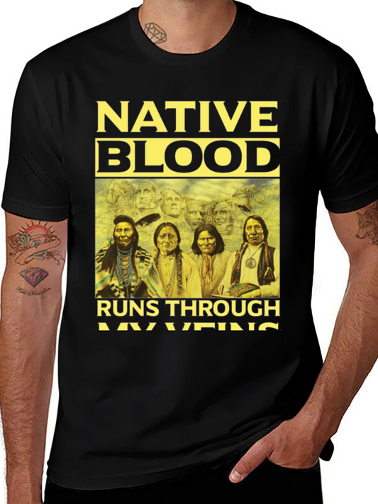 Native Blood Runs Through My Veins Graphic Tee