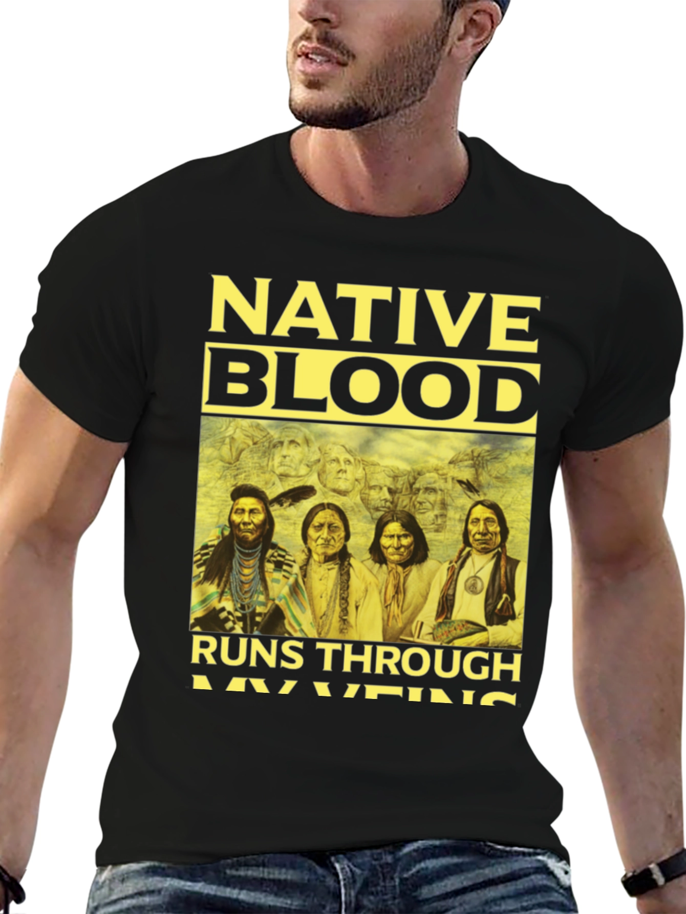 Native Blood Runs Through My Veins Graphic Tee