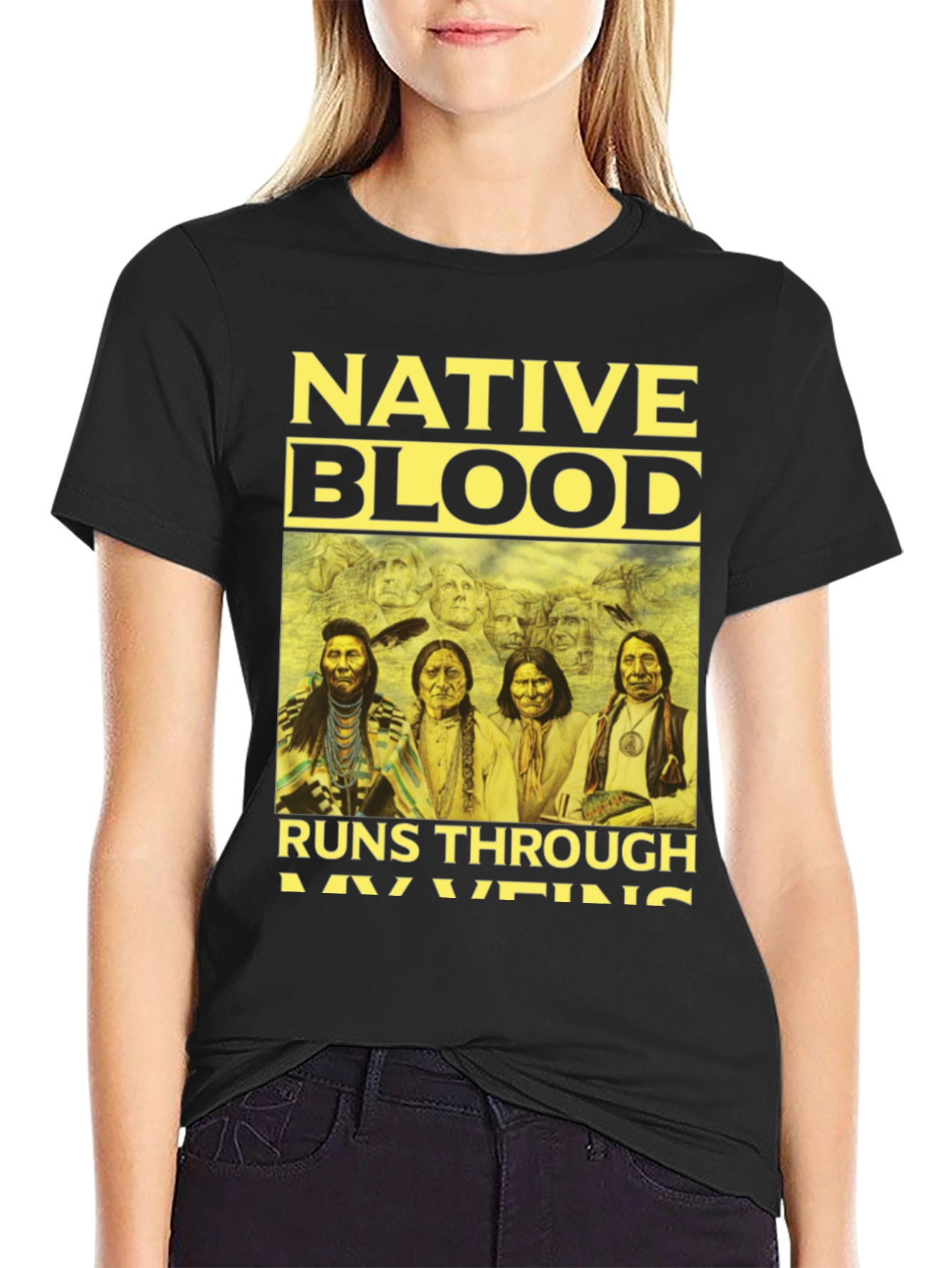 Native Blood Runs Through My Veins Graphic Tee