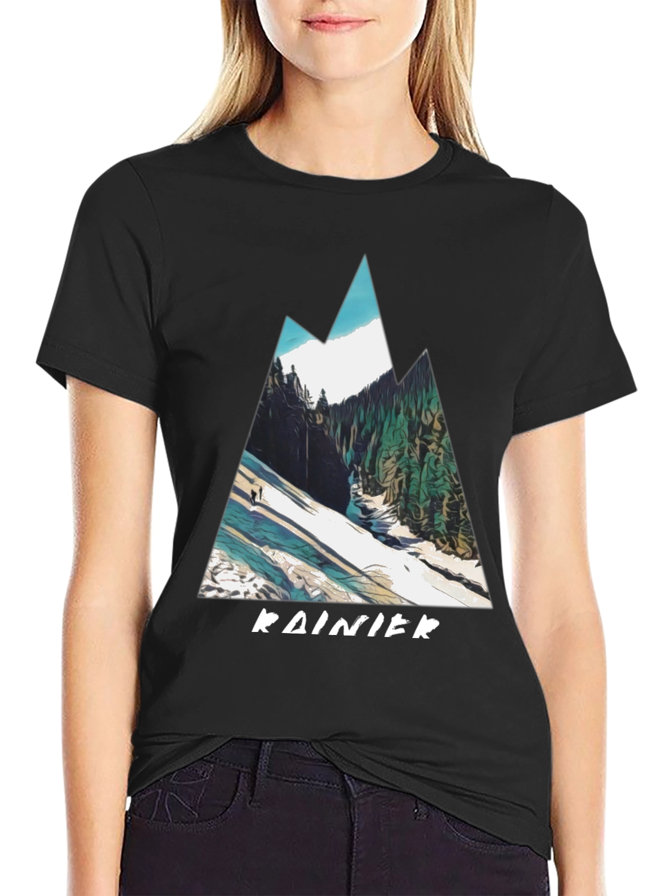 Rainier Mountain Graphic Tee - Black