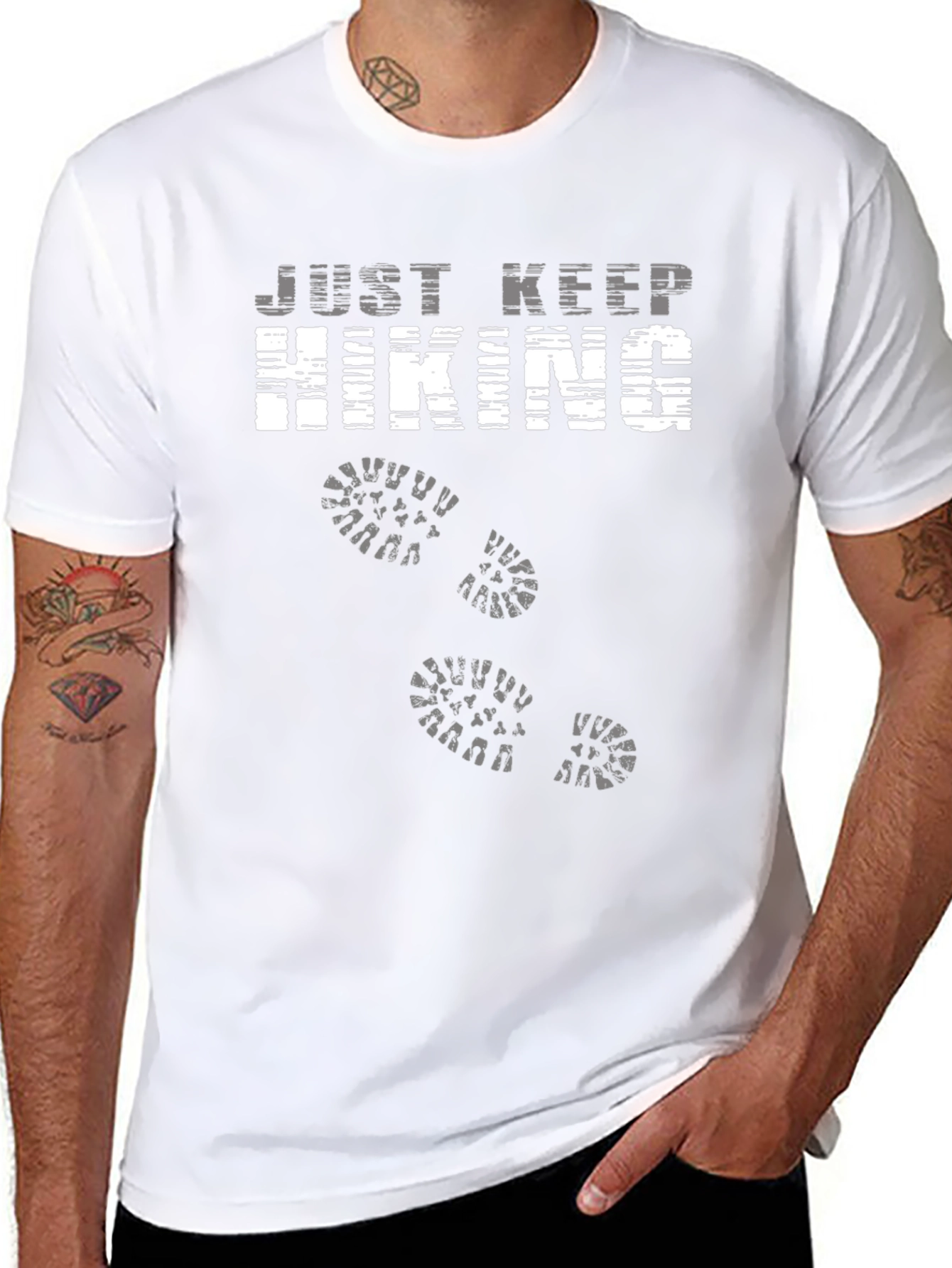 Just Keep Hiking Graphic Tee - Black