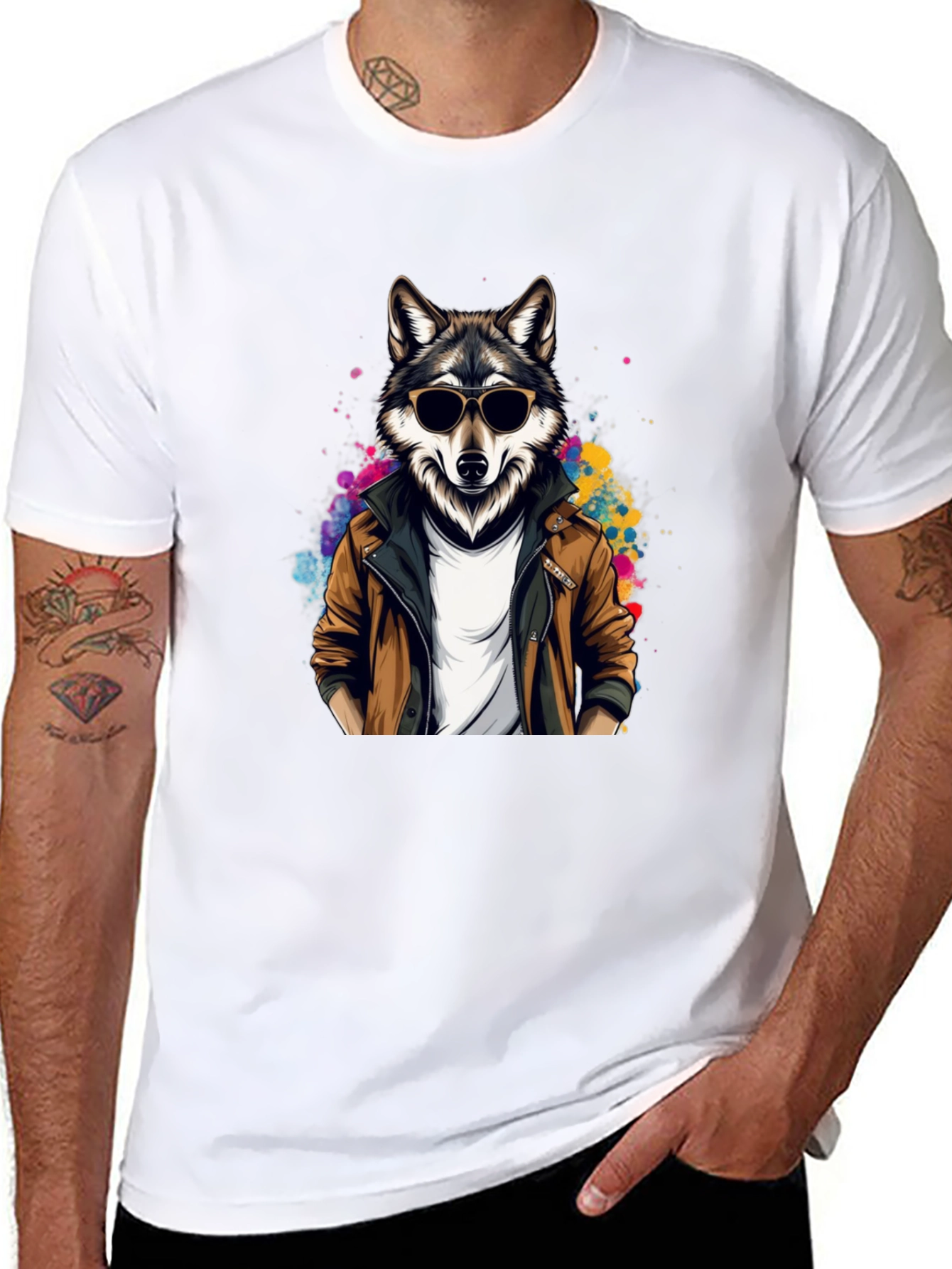 Cool Wolf in Leather Jacket T-Shirt