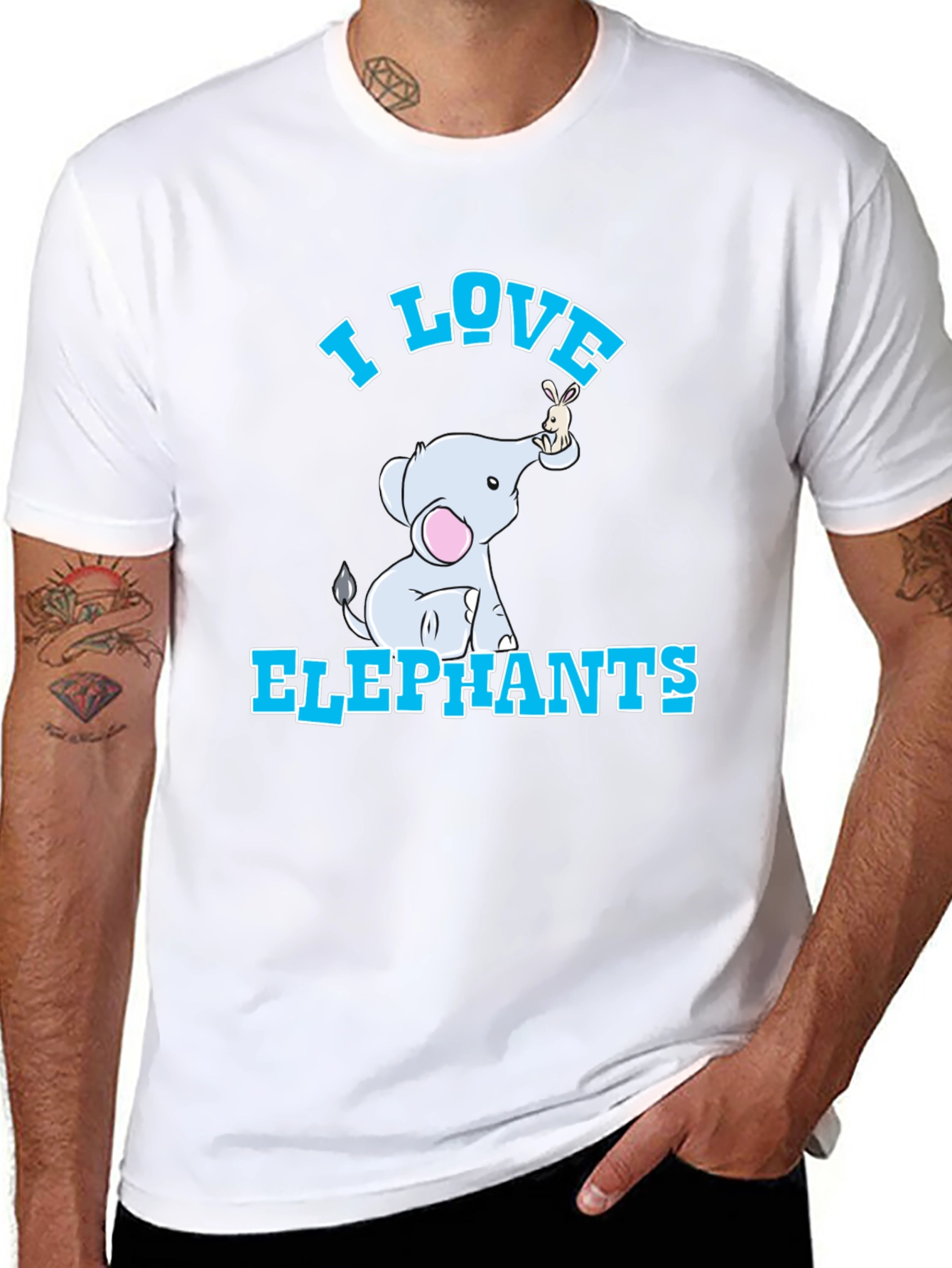 I Love Elephants T-Shirt - Cute Cartoon Design
