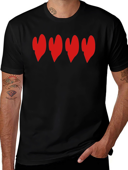 Heart Row Graphic T-Shirt - Casual Comfort