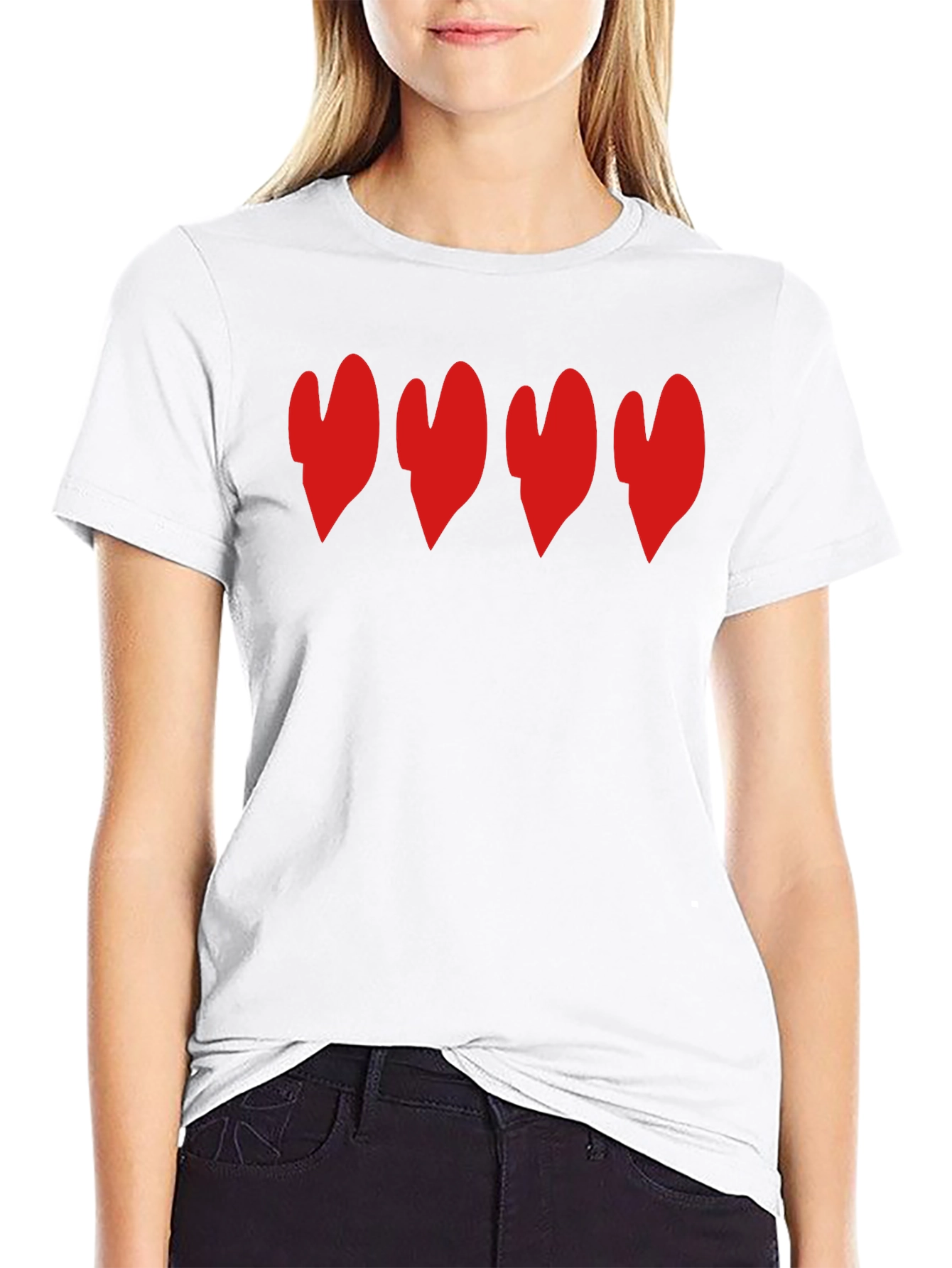 Heart Row Graphic T-Shirt - Casual Comfort