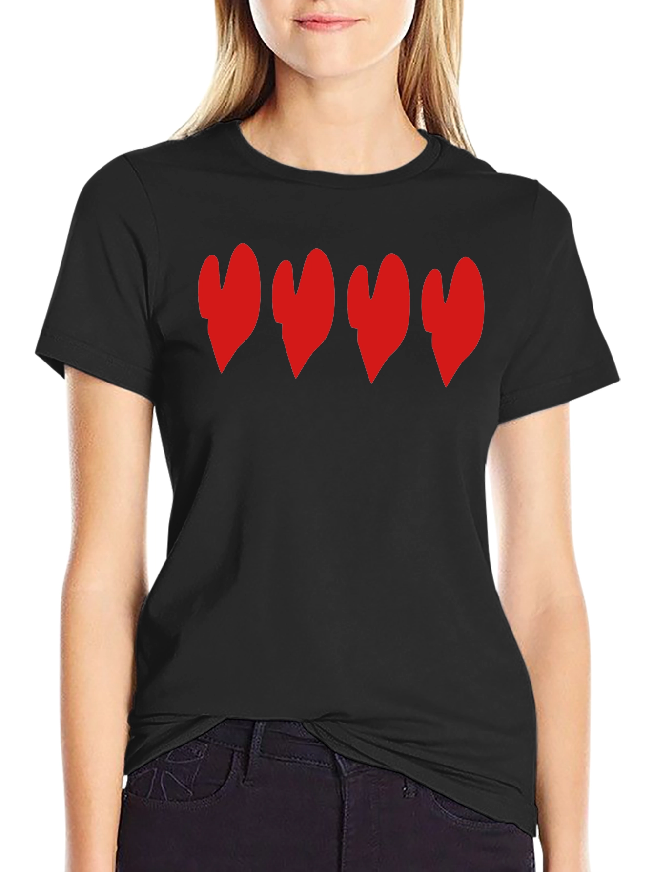 Heart Row Graphic T-Shirt - Casual Comfort