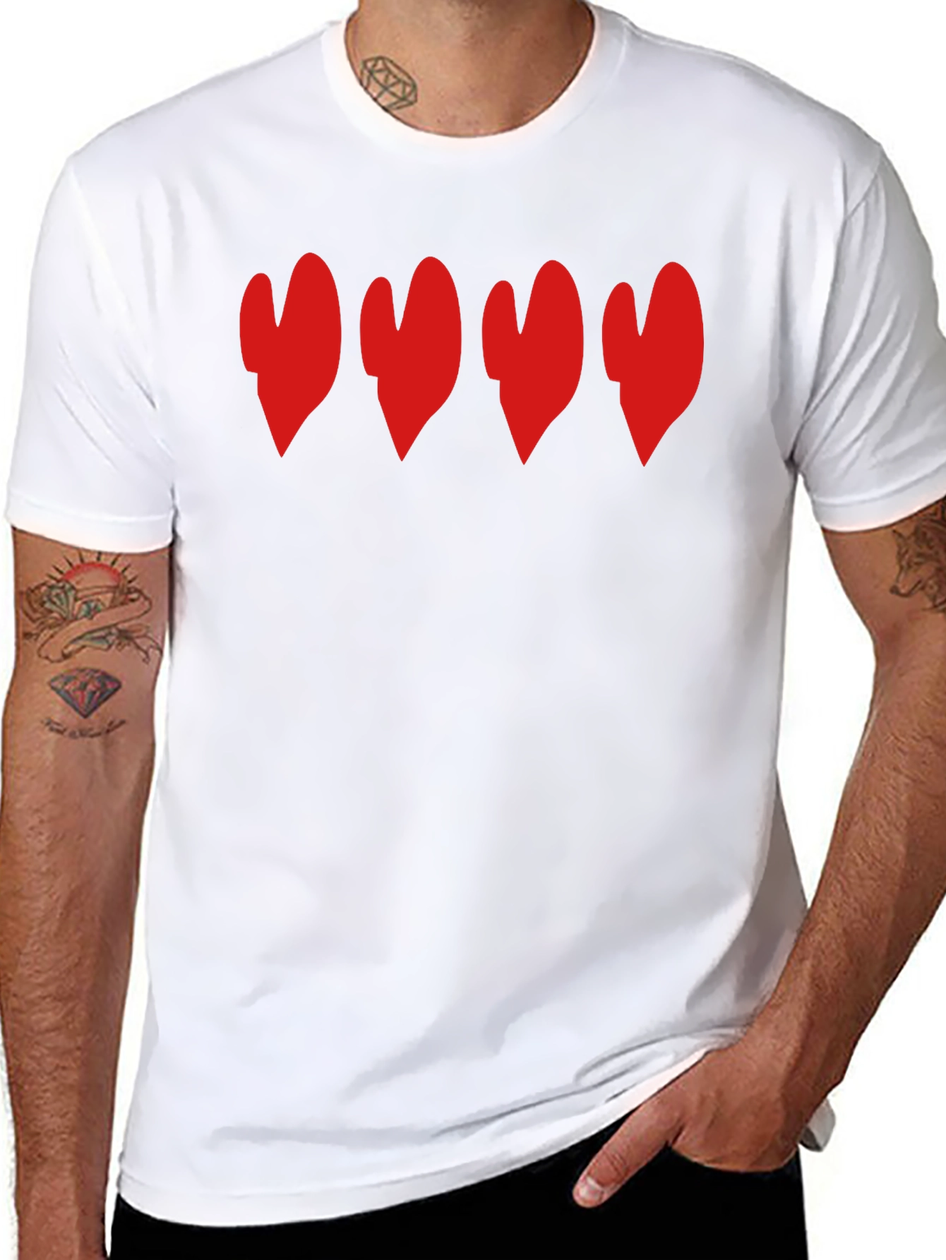 Heart Row Graphic T-Shirt - Casual Comfort