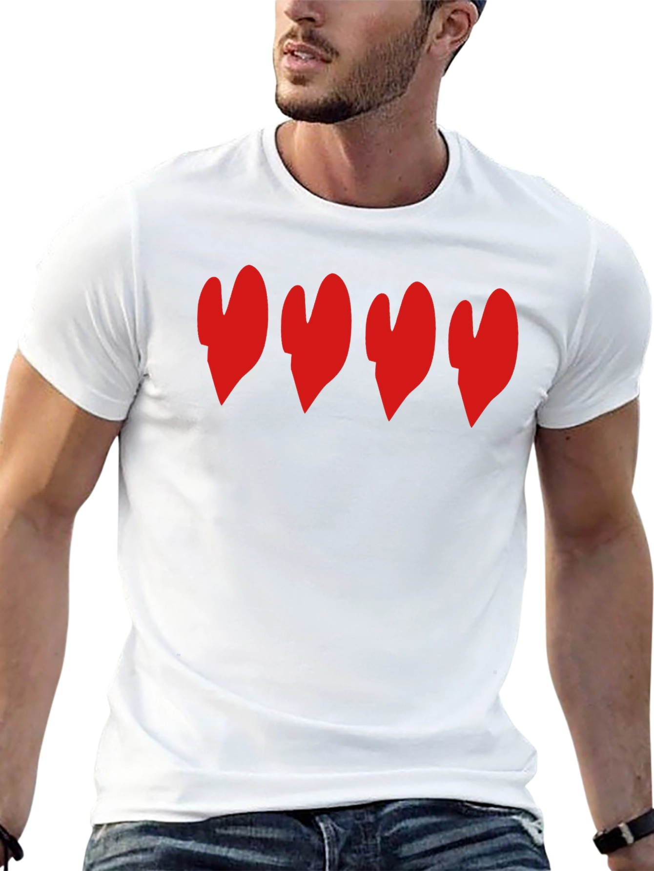 Heart Row Graphic T-Shirt - Casual Comfort