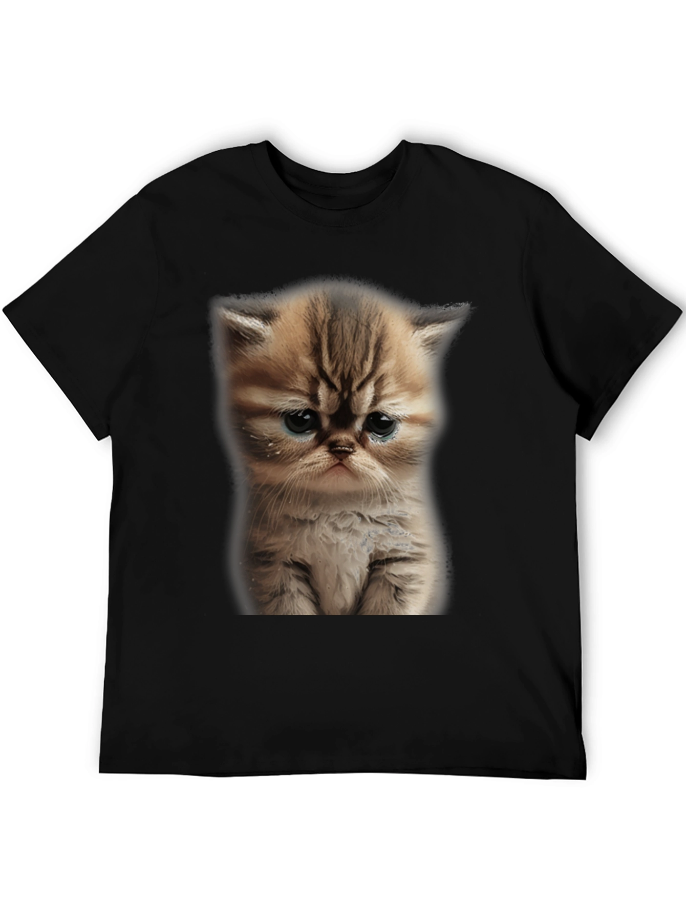 Sad Cat Graphic Tee - Black T-Shirt