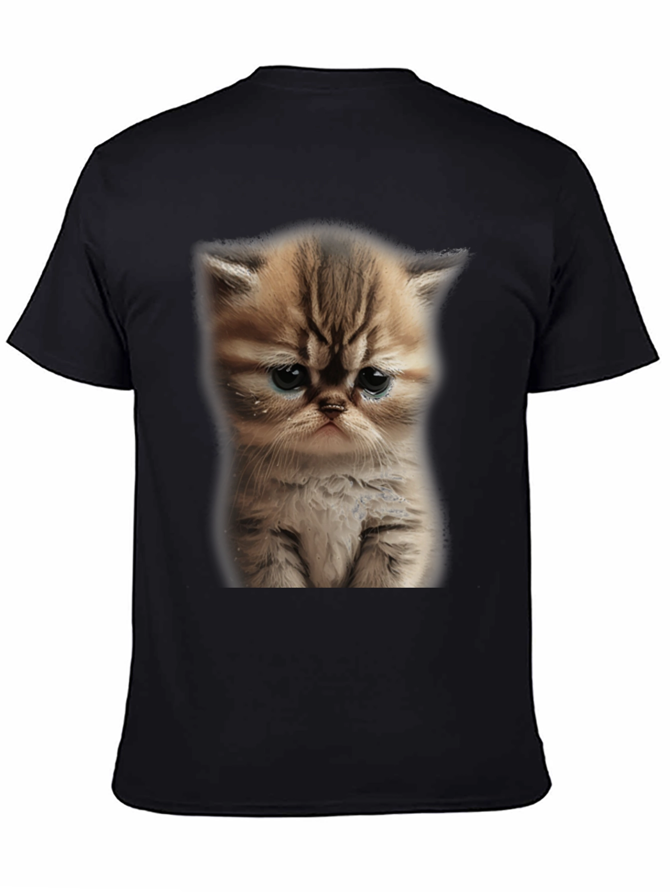 Sad Cat Graphic Tee - Black T-Shirt