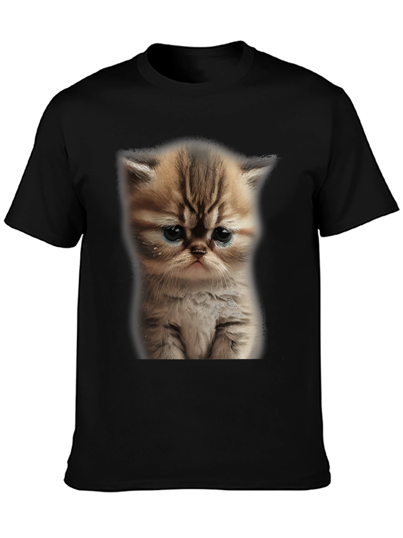 Sad Cat Graphic Tee - Black T-Shirt