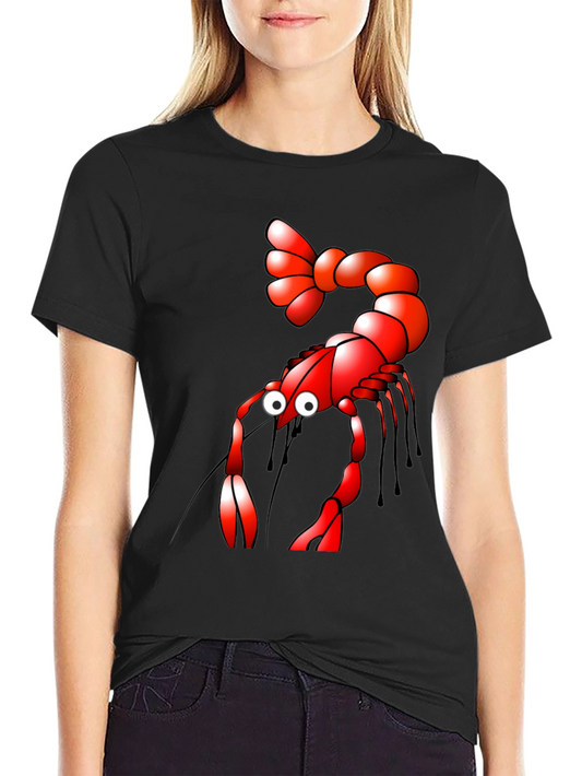 Shrimp Cartoon Graphic Tee - Black
