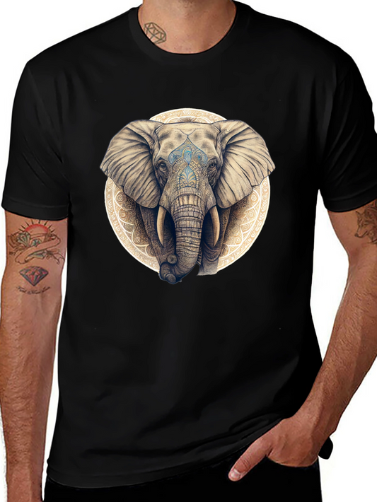 Elephant Mandala Graphic Tee - Black