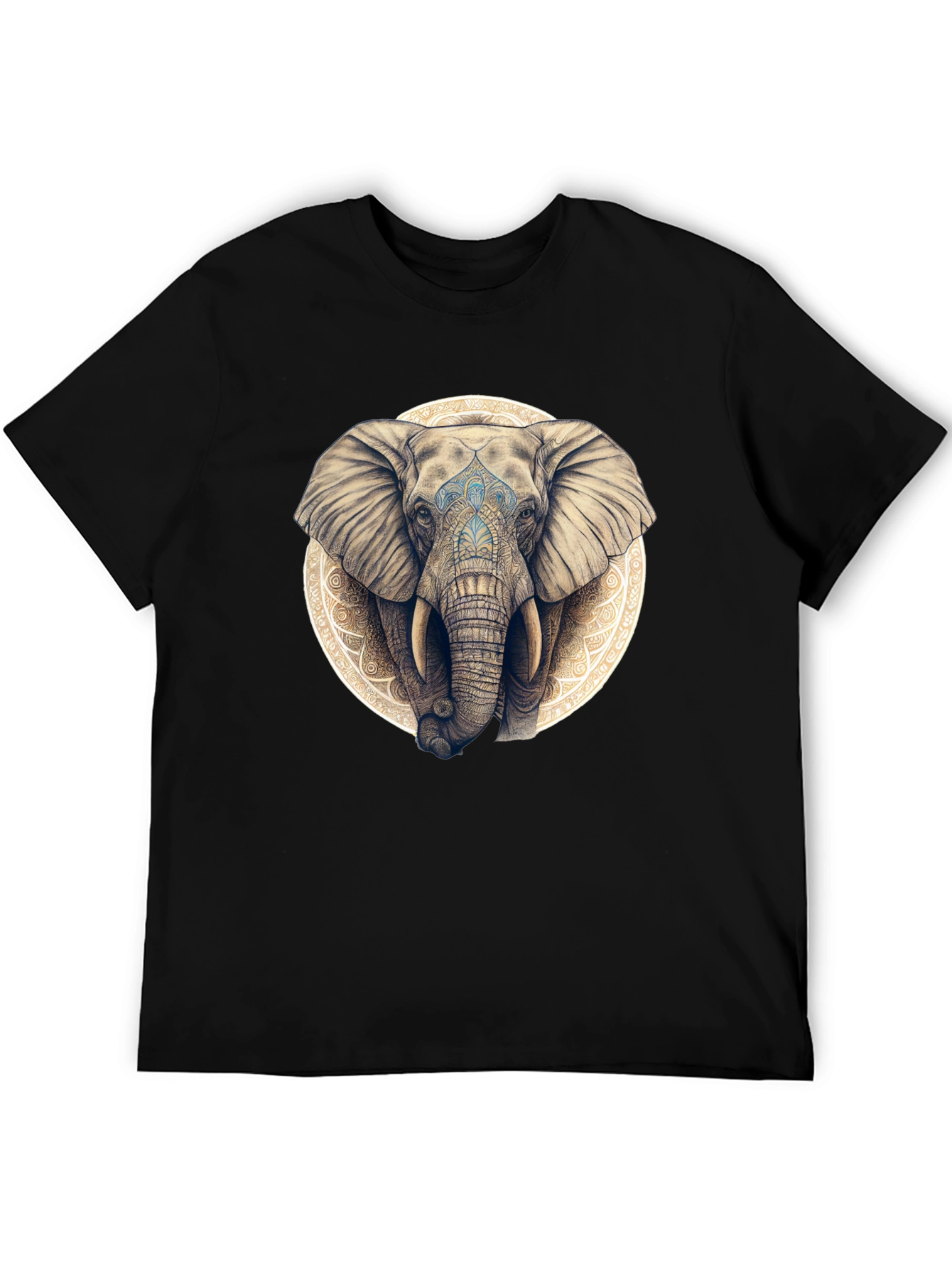 Elephant Mandala Graphic Tee - Black